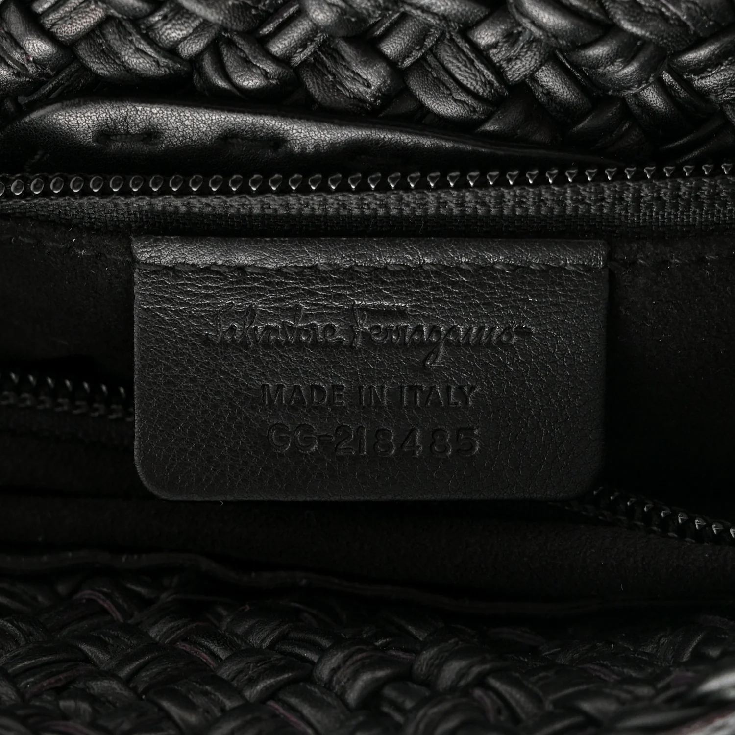 Woven Calfskin Gancini Shoulder Bag Black - Image 12