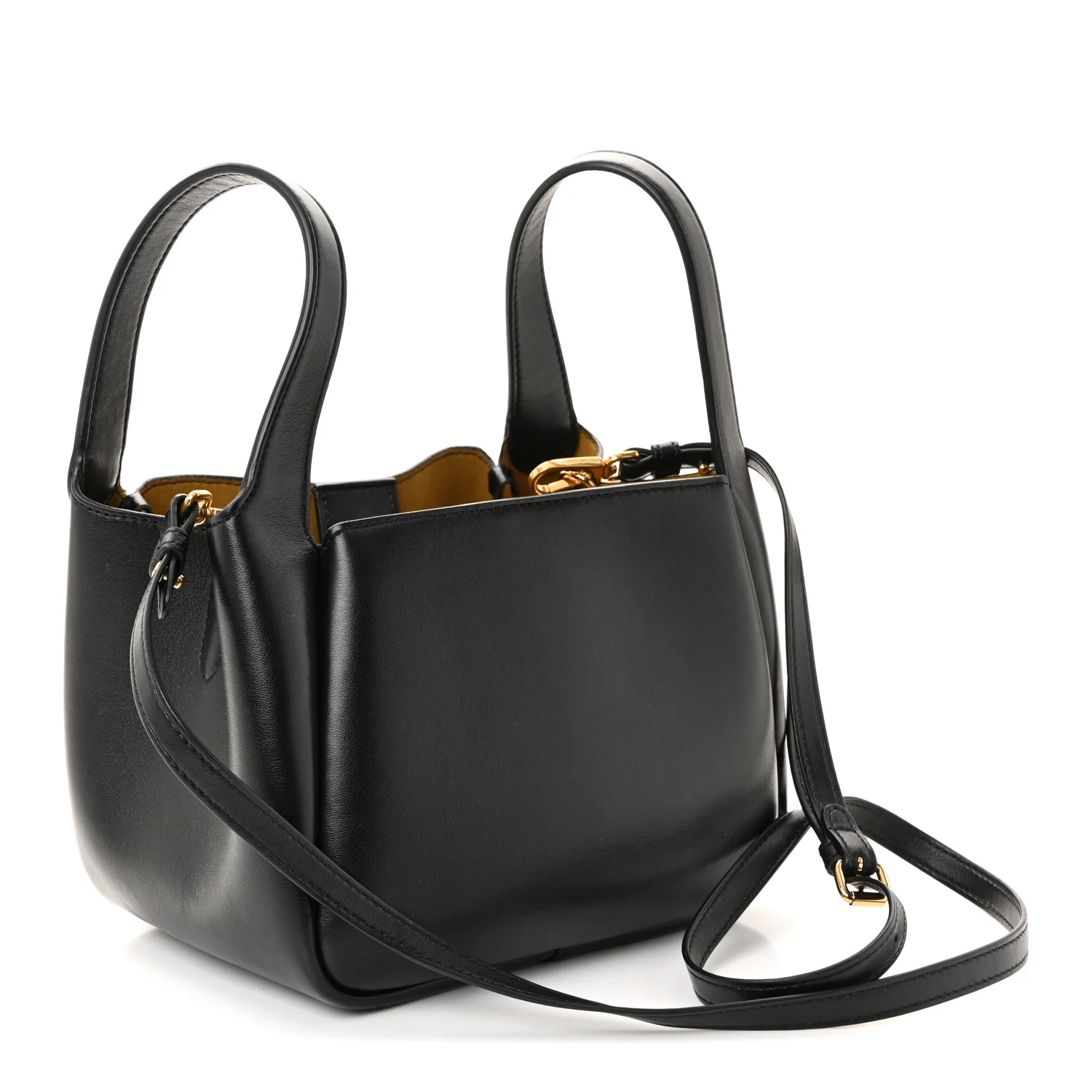 Eco Alter Nappa Perforated Logo Double Top Handle Crossbody Bag Black - Image 3