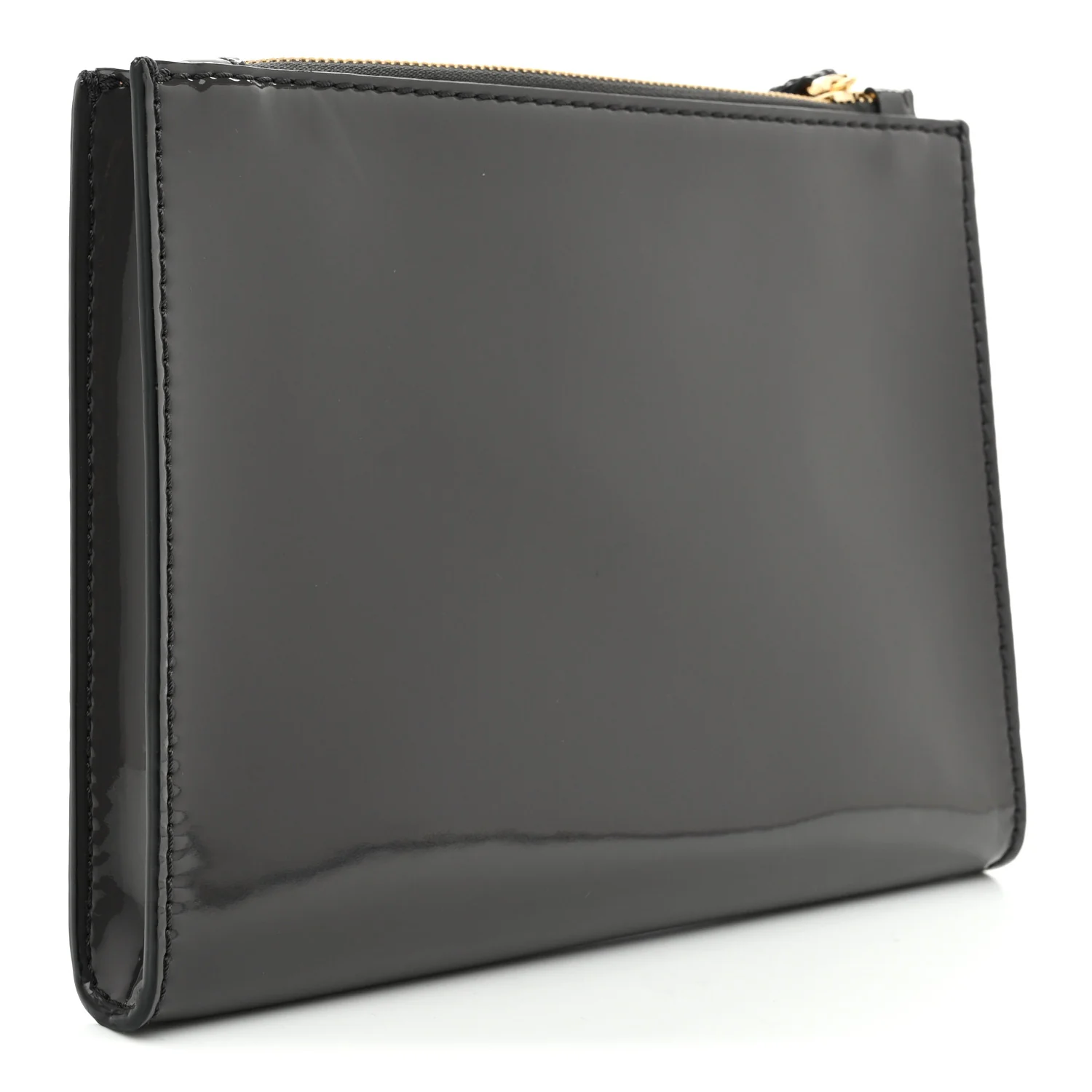 Patent Faux Leather Perforated Logo Pouch Caviar - Image 3