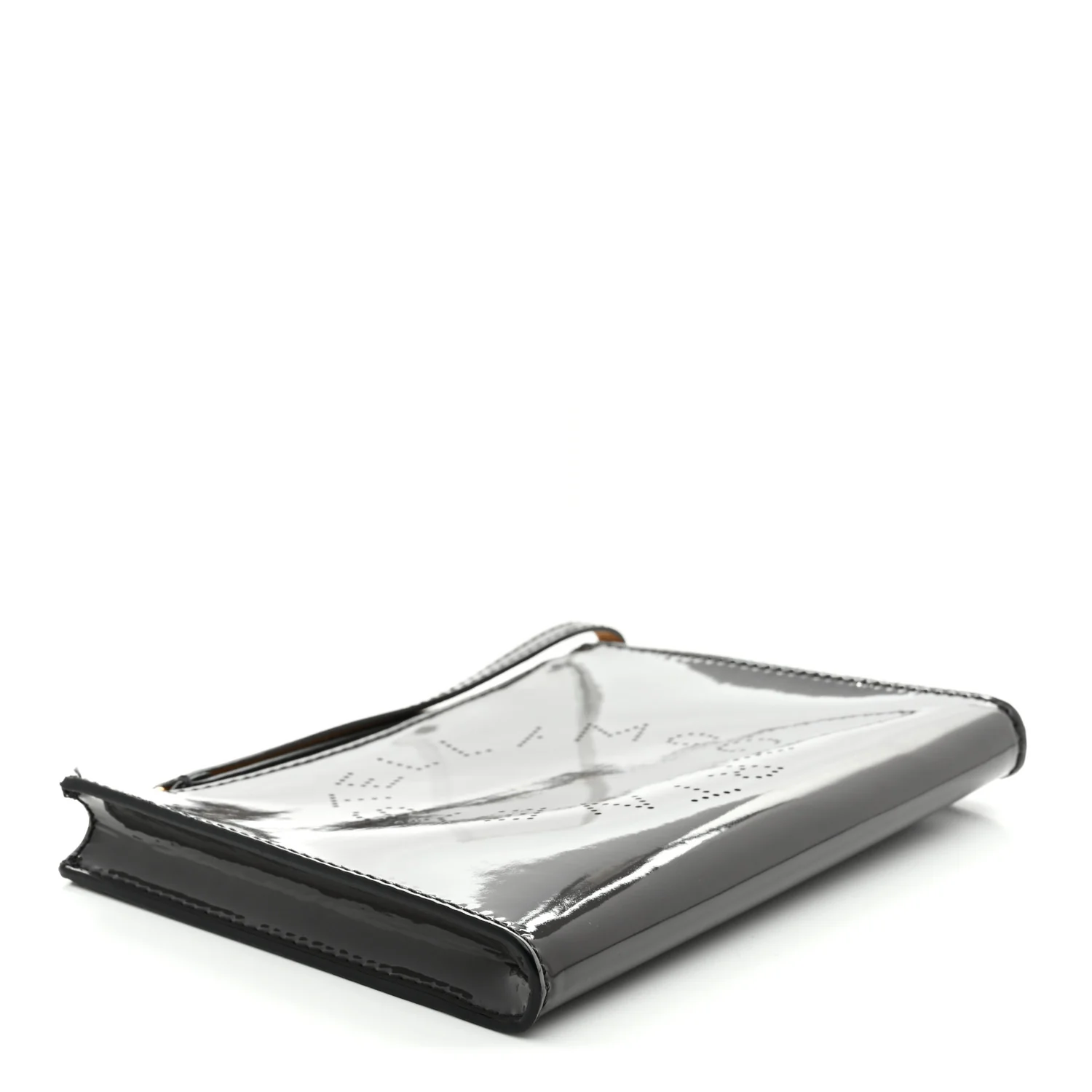 Patent Faux Leather Perforated Logo Pouch Caviar - Image 4