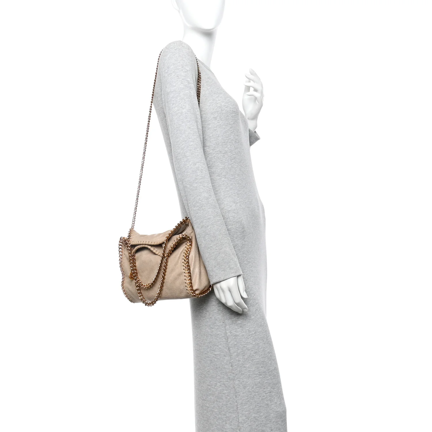Shaggy Deer Mini Falabella Fold Over Tote Beige - Image 2
