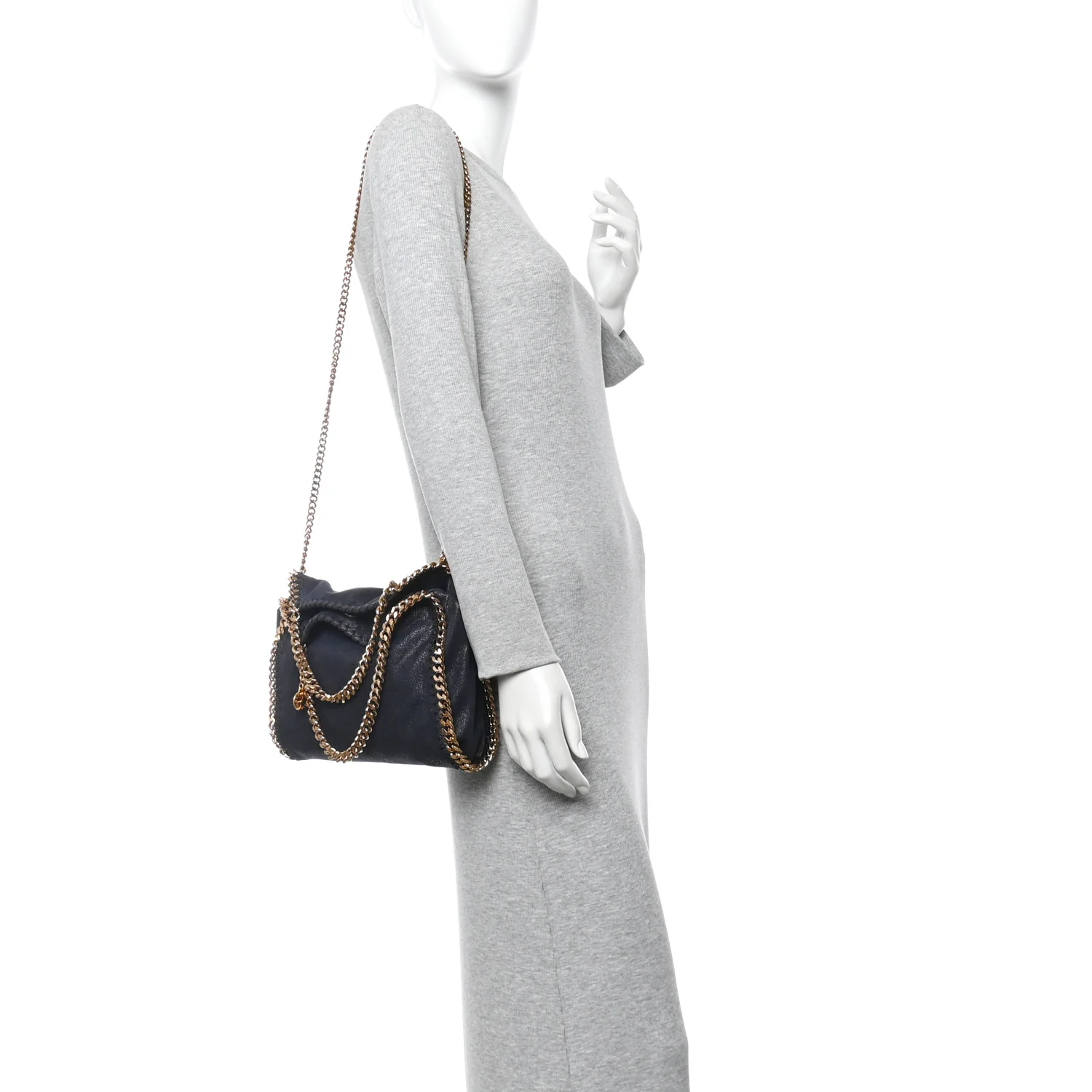 Shaggy Deer Mini Falabella Fold Over Tote Navy - Image 2