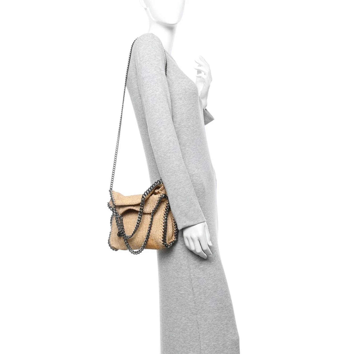 Woven Raffia Mini Falabella Fold Over Natural - Image 2