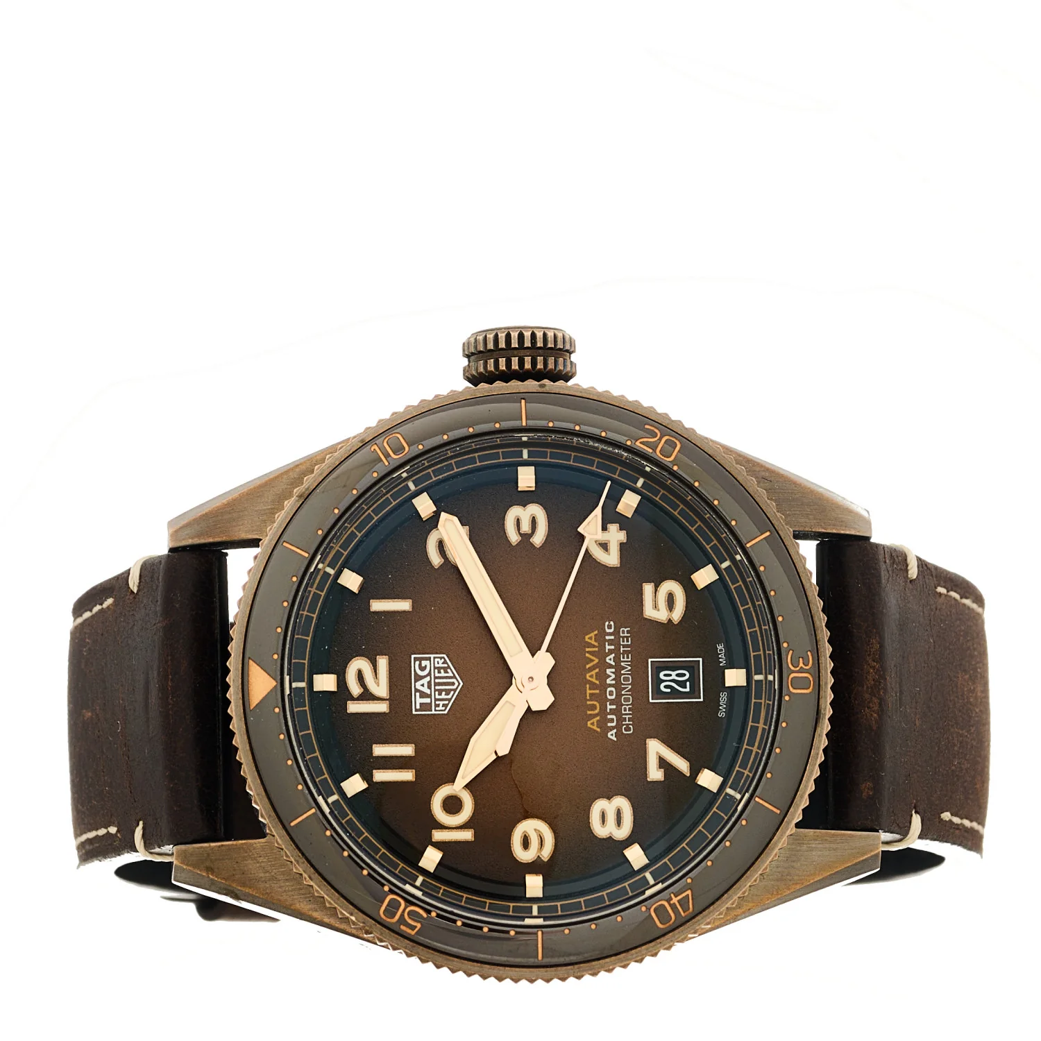 Bronze Calfskin 41mm Autavia Automatic Watch Brown WBE5191 - Image 2