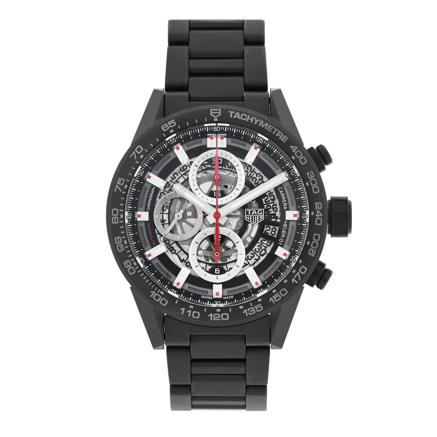 Ceramic 43mm Carrera Calibre Chronograph Automatic Watch Black CAR2090
