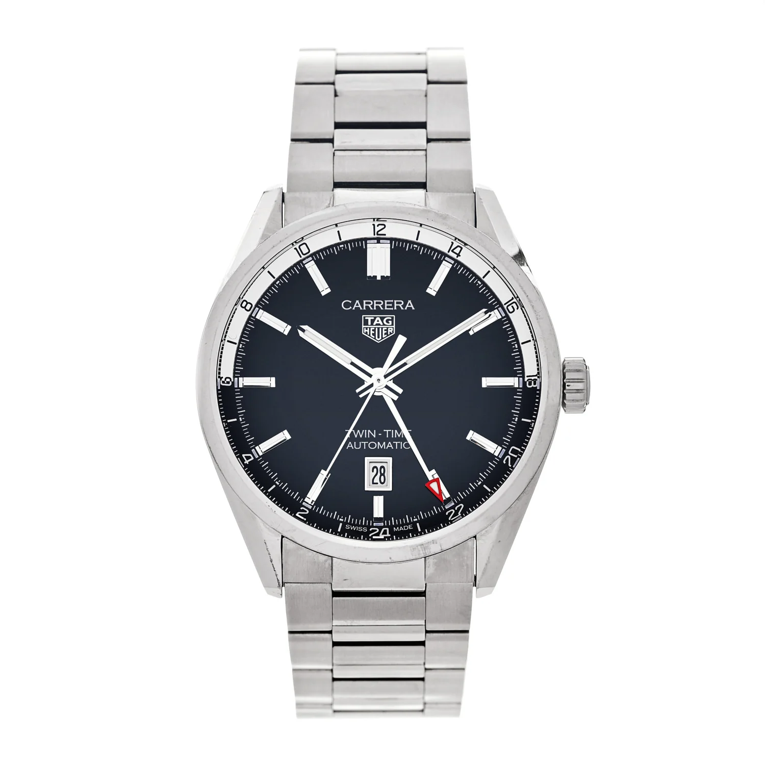 Stainless Steel 41mm Carrera GMT Automatic Watch Blue WBN201A