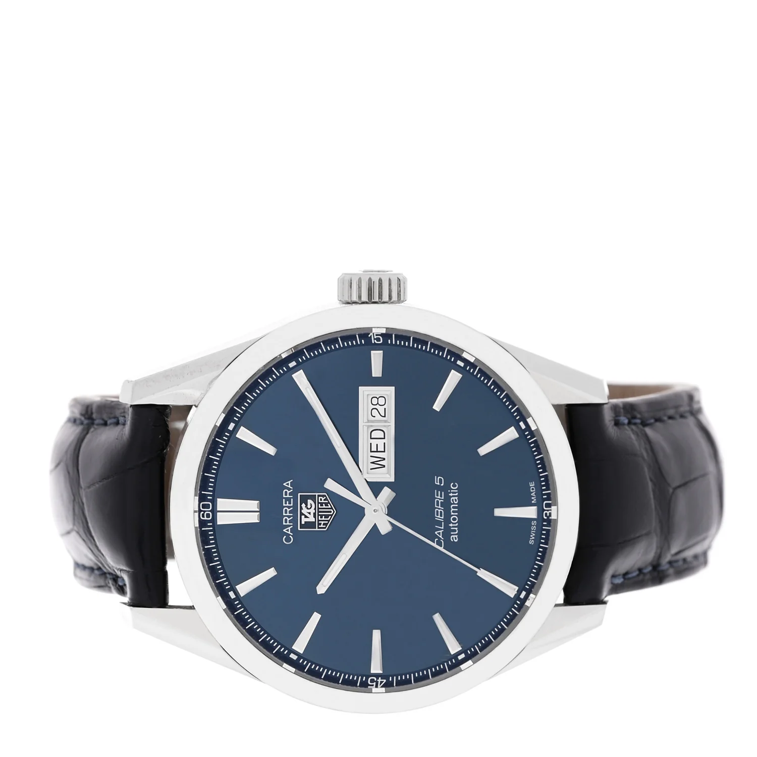 Stainless Steel Alligator 41mm Carrera Calibre 5 Automatic Watch Blue WAR201E - Image 2
