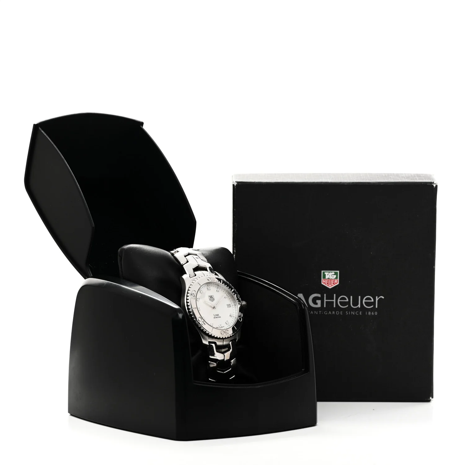 Stainless Steel Diamond Mother of Pearl 39mm Link Quartz Watch WJ1114 - Image 5