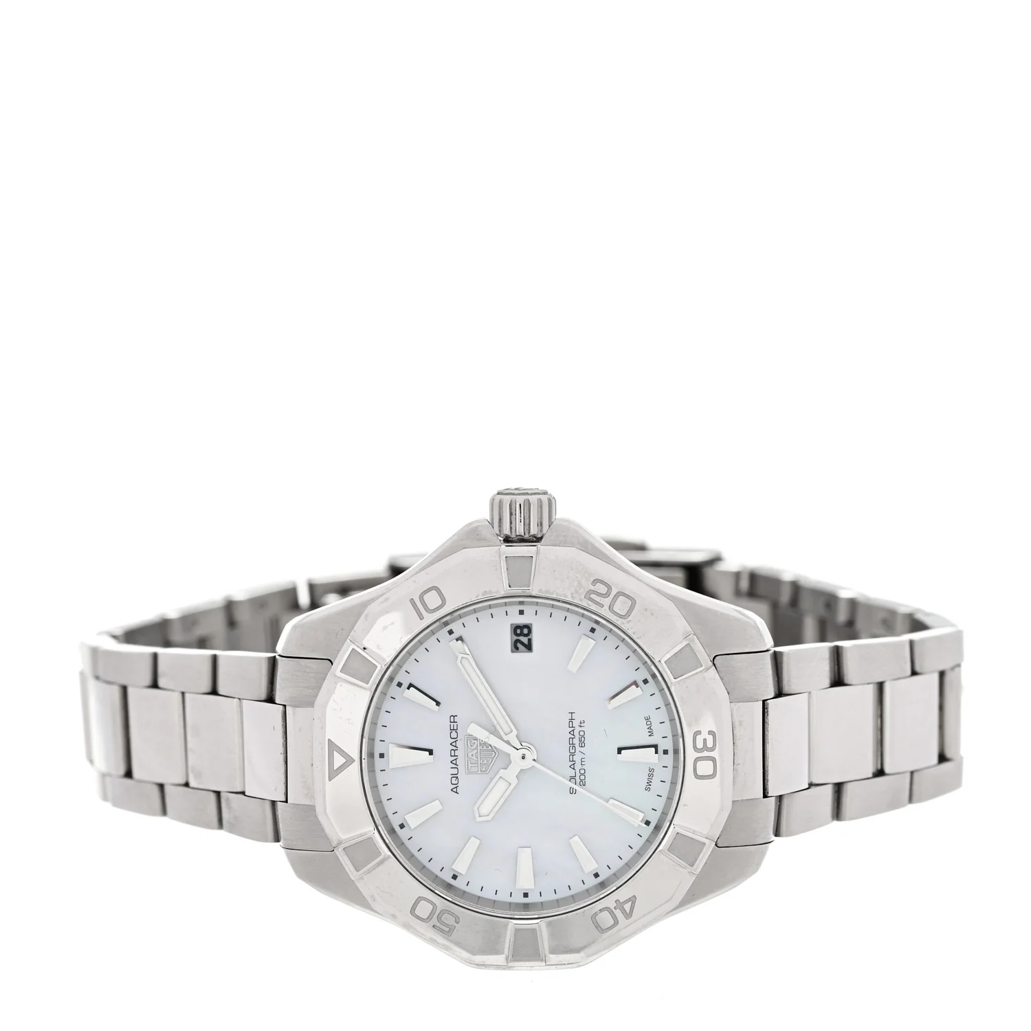 Stainless Steel Mother of Pearl 34mm Aquaracer Lady Professional 200 Solargraph Quartz Watch WBP1312 - Image 2