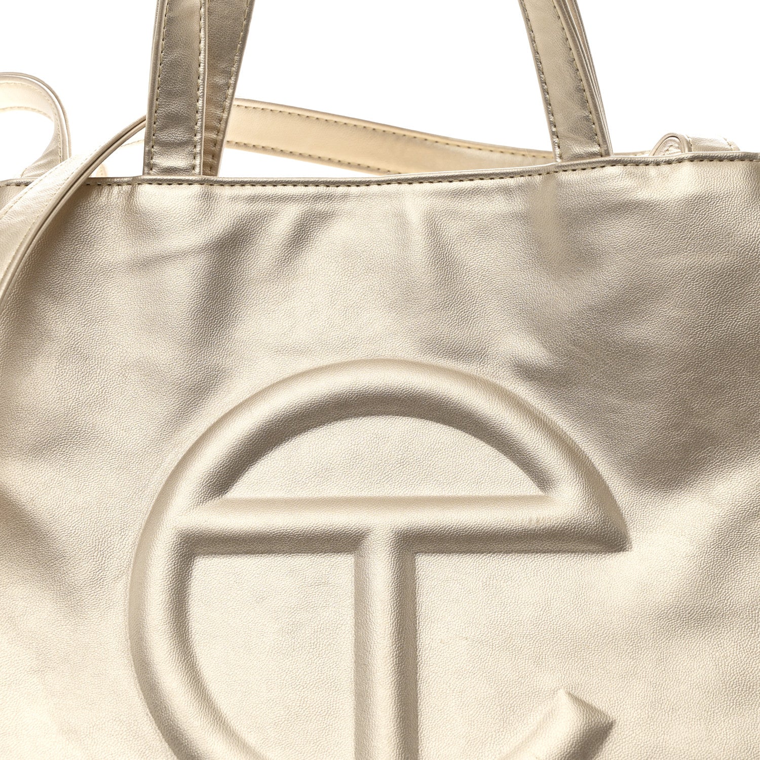 Metallic Vegan Leather Medium Shopping Bag Gold - Image 8