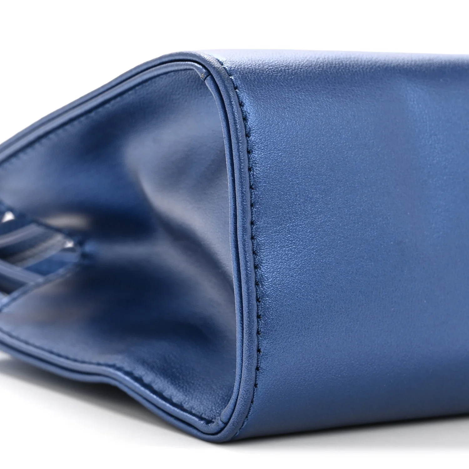 Metallic Vegan Leather Small Shopping Bag Cobalt - Image 23