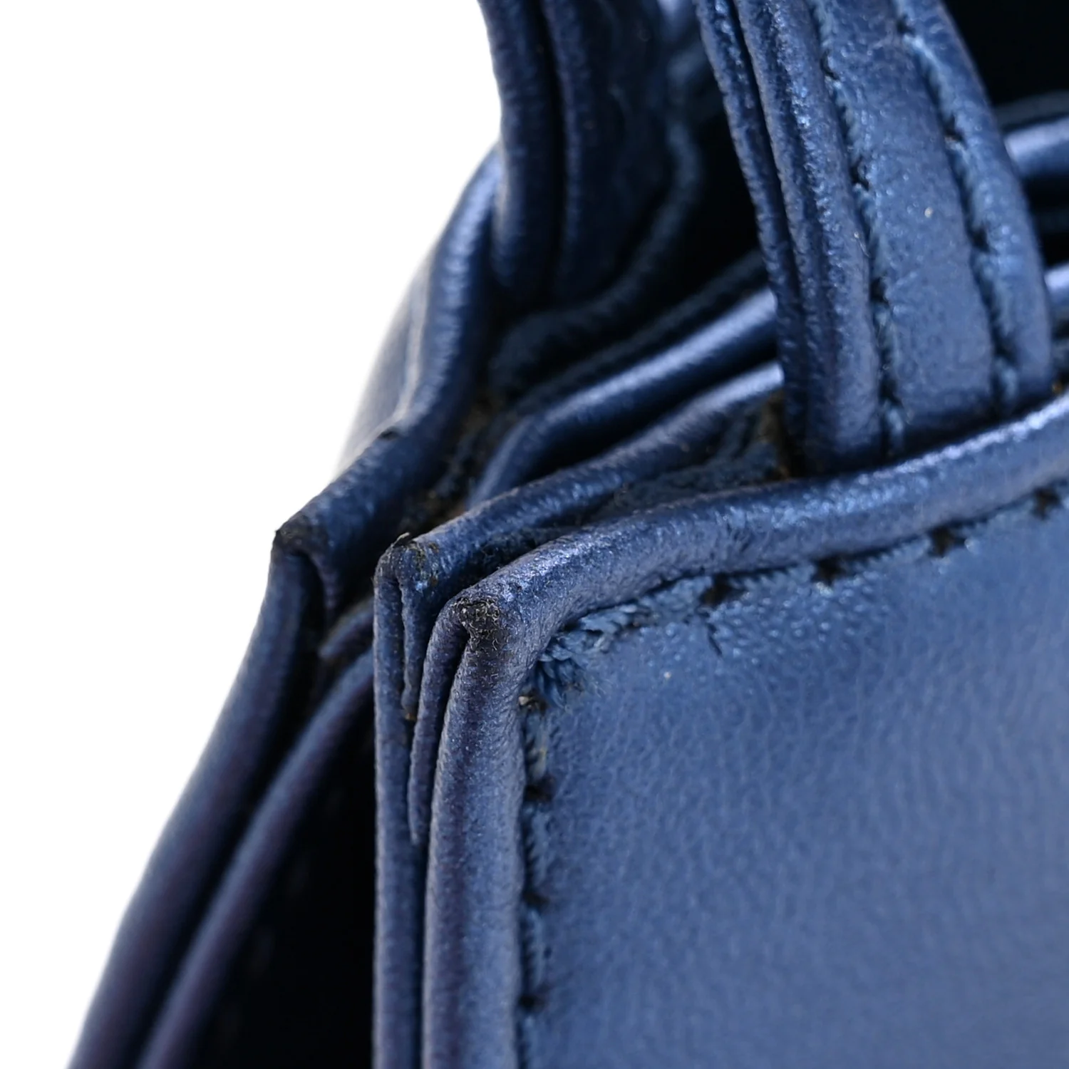 Metallic Vegan Leather Small Shopping Bag Cobalt - Image 29