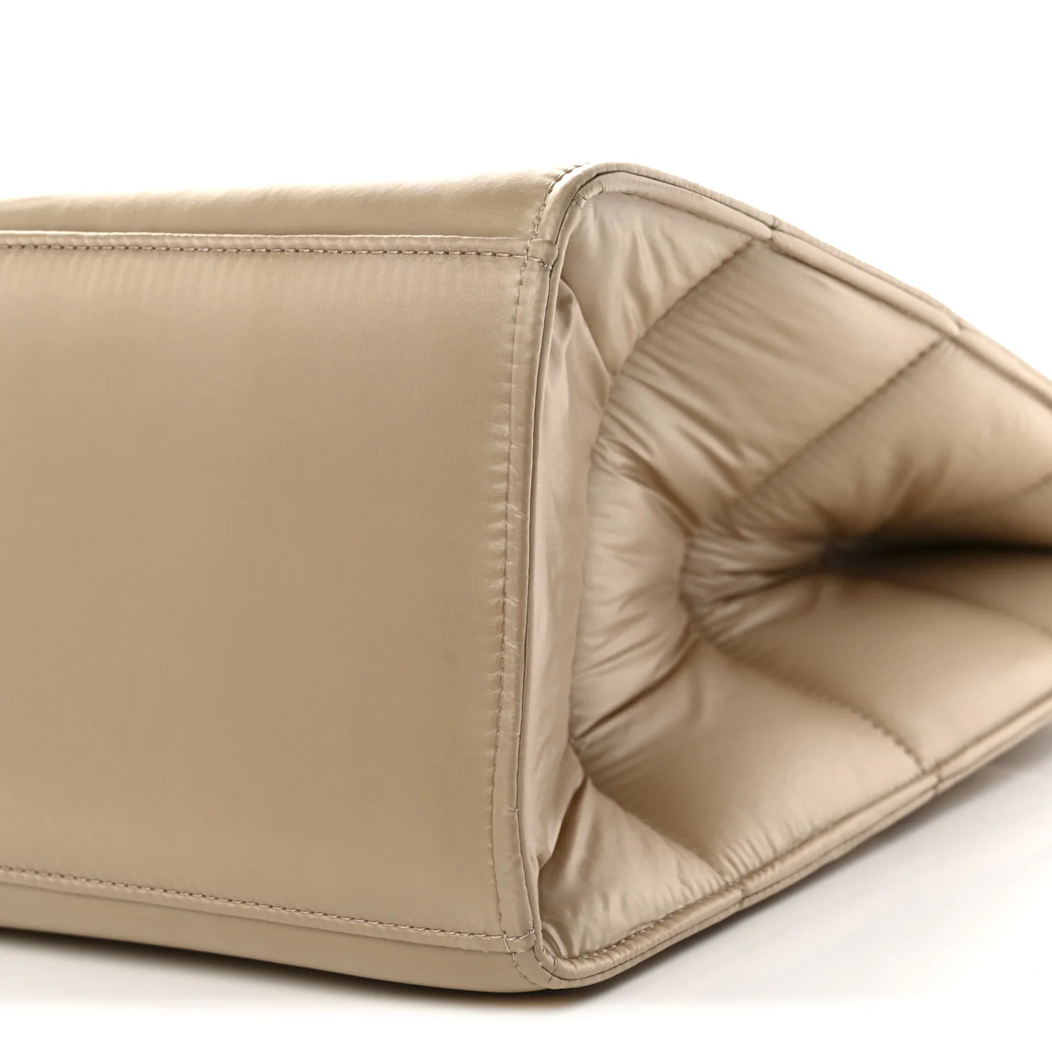 Nylon Large Puff Shopping Bag Cream - Image 10