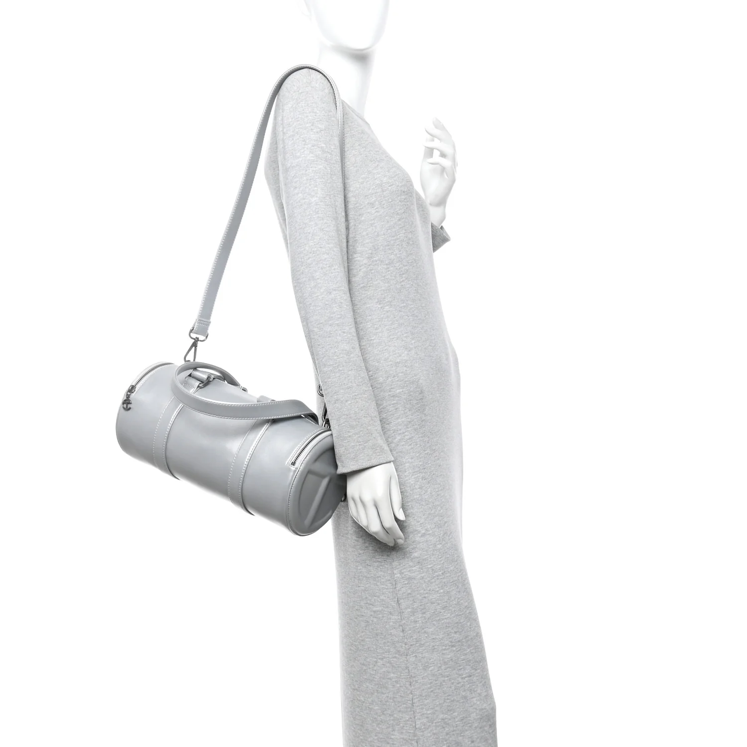 Vegan Leather Medium Duffle Silver - Image 2