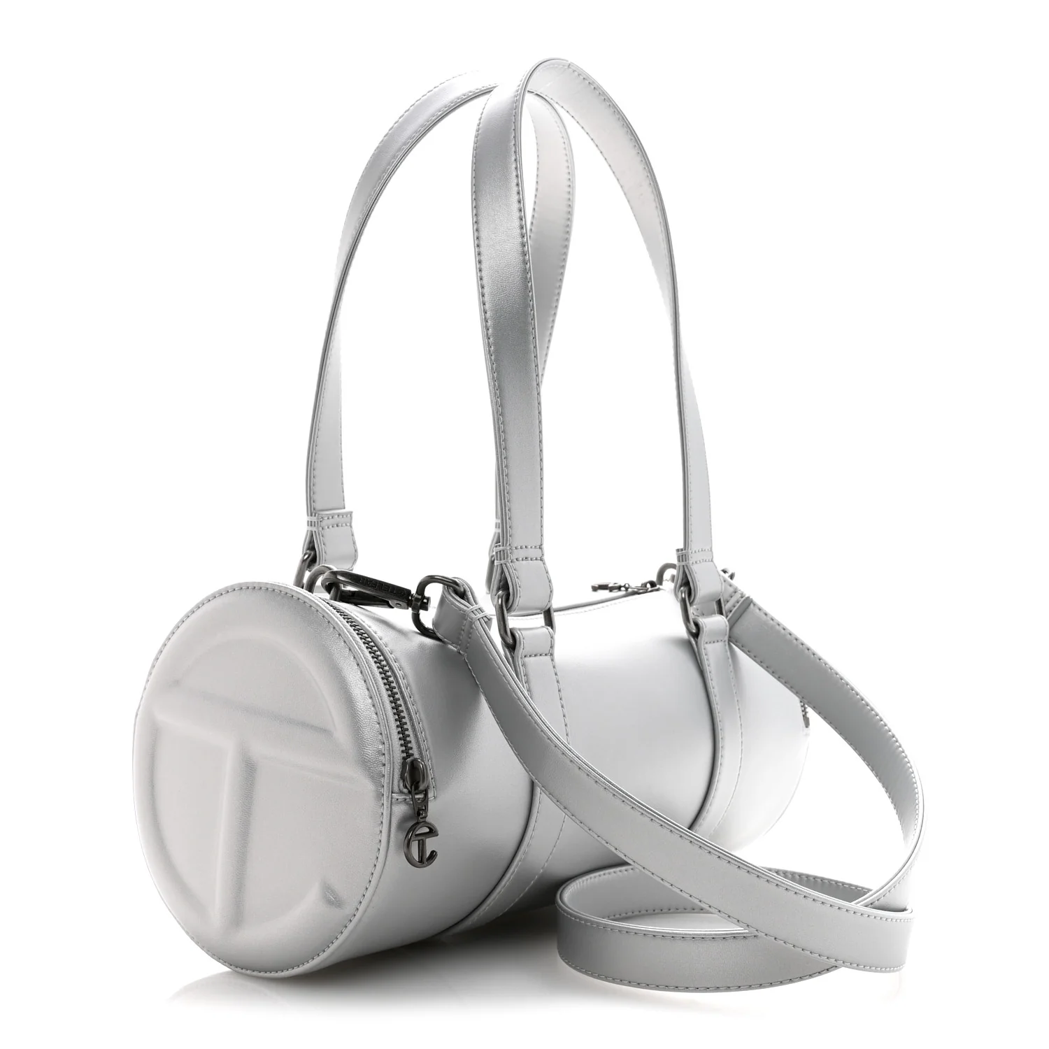 Vegan Leather Medium Duffle Silver - Image 3