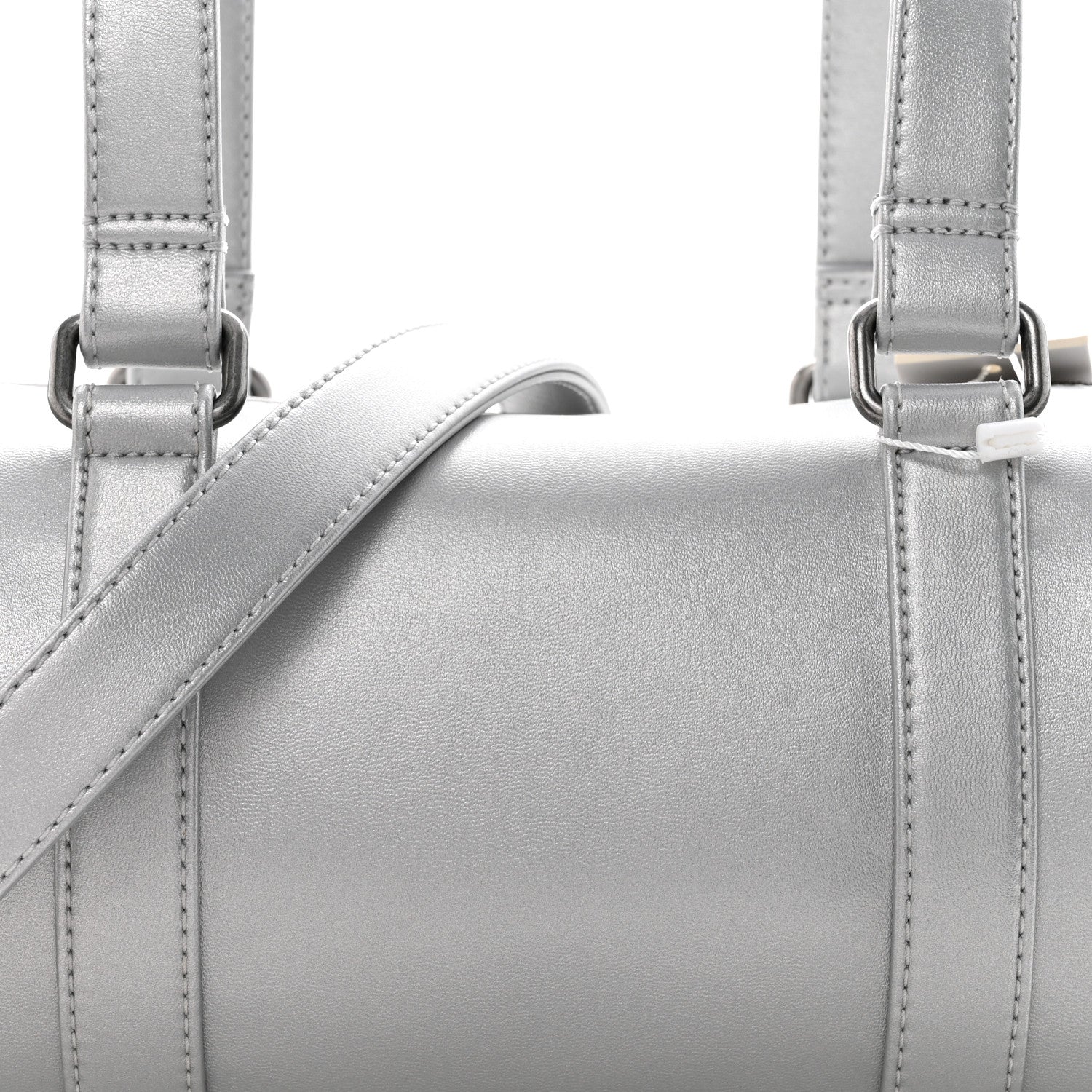 Vegan Leather Medium Duffle Silver - Image 7