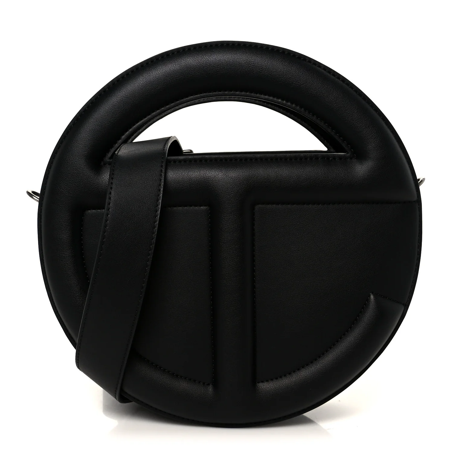 Vegan Leather Round Circle Bag Black