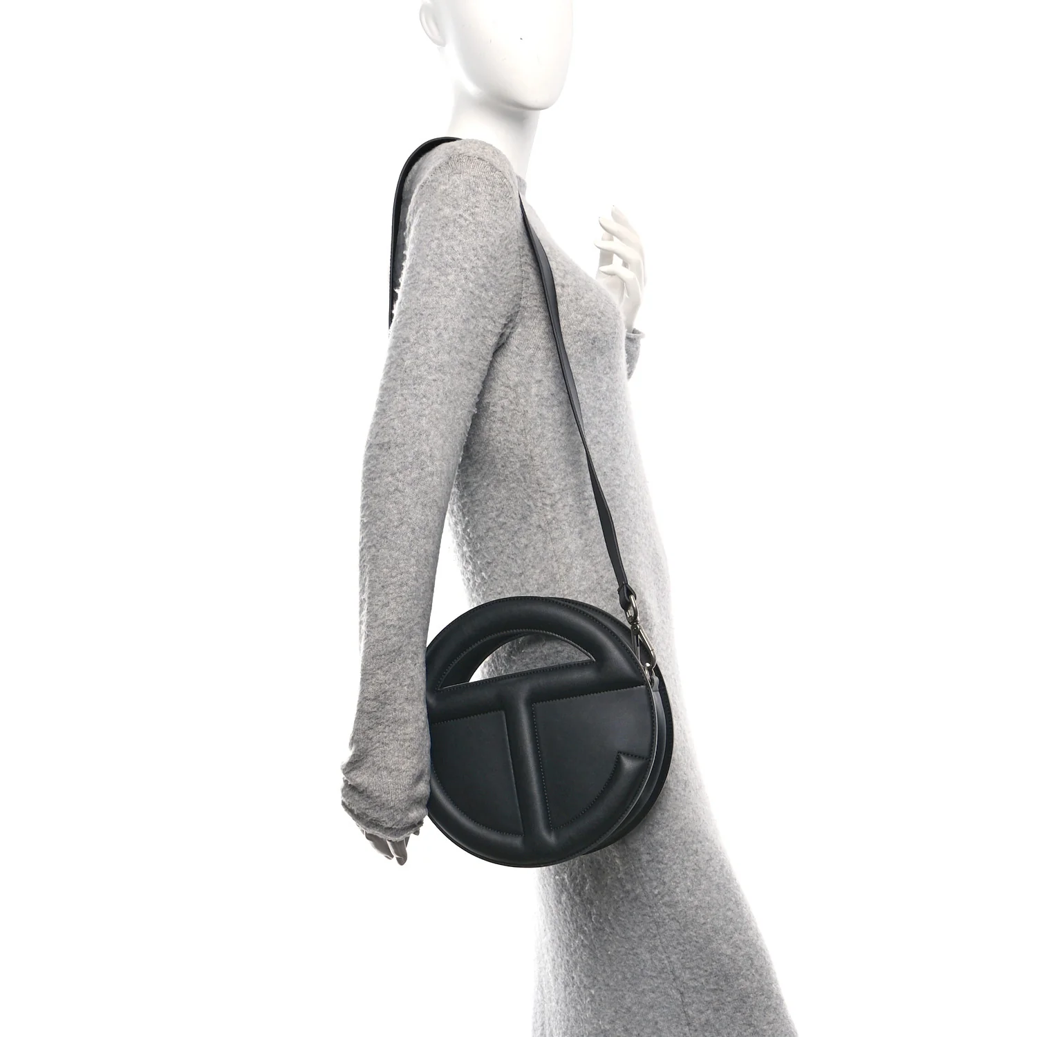 Vegan Leather Round Circle Bag Black - Image 3