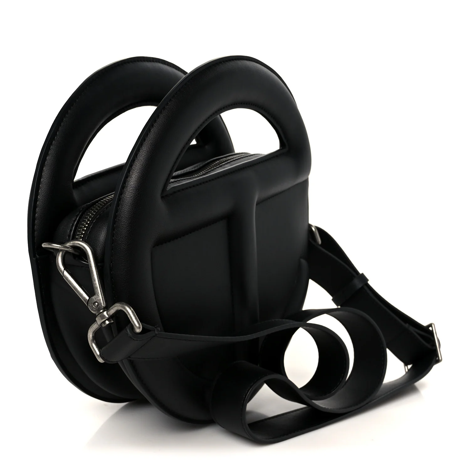 Vegan Leather Round Circle Bag Black - Image 4