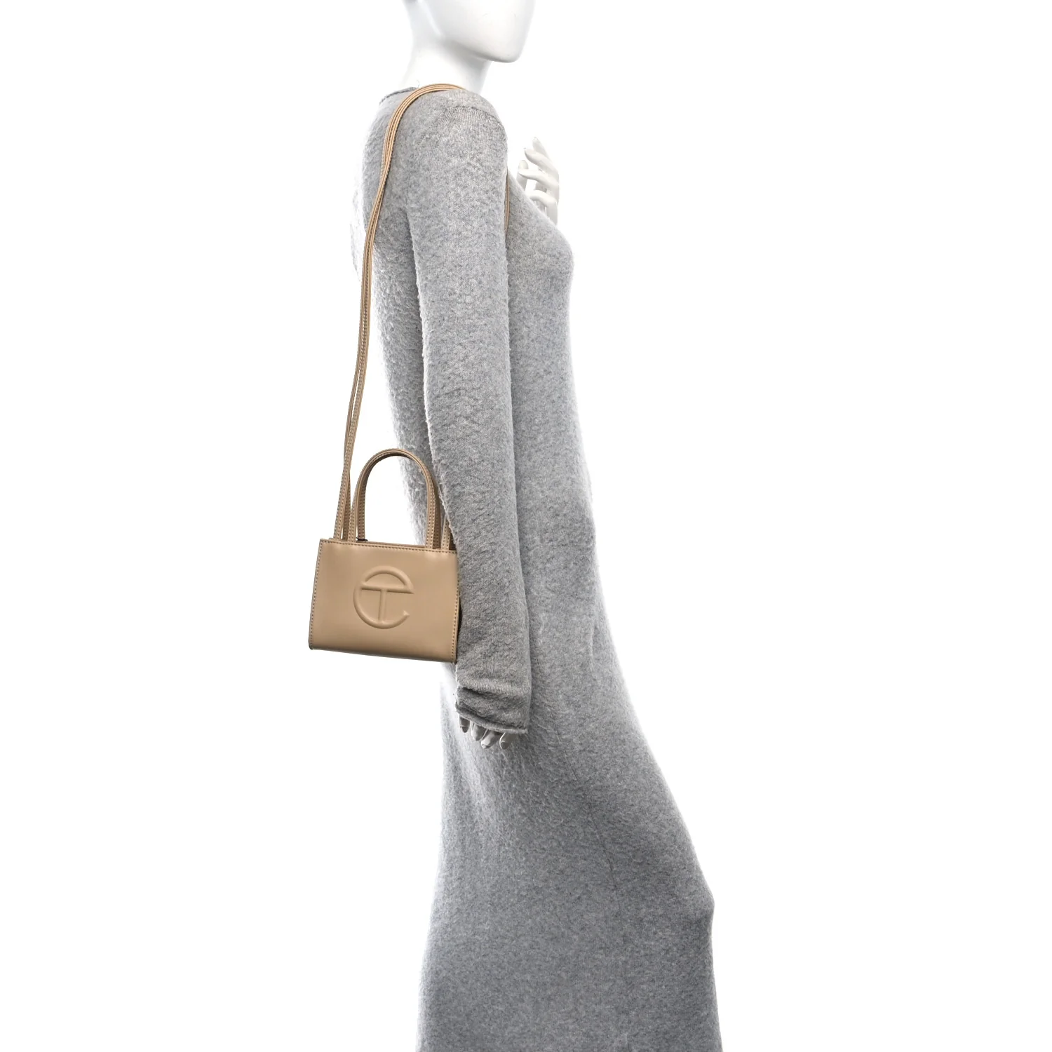 Vegan Leather Small Shopping Bag Cream - Image 2