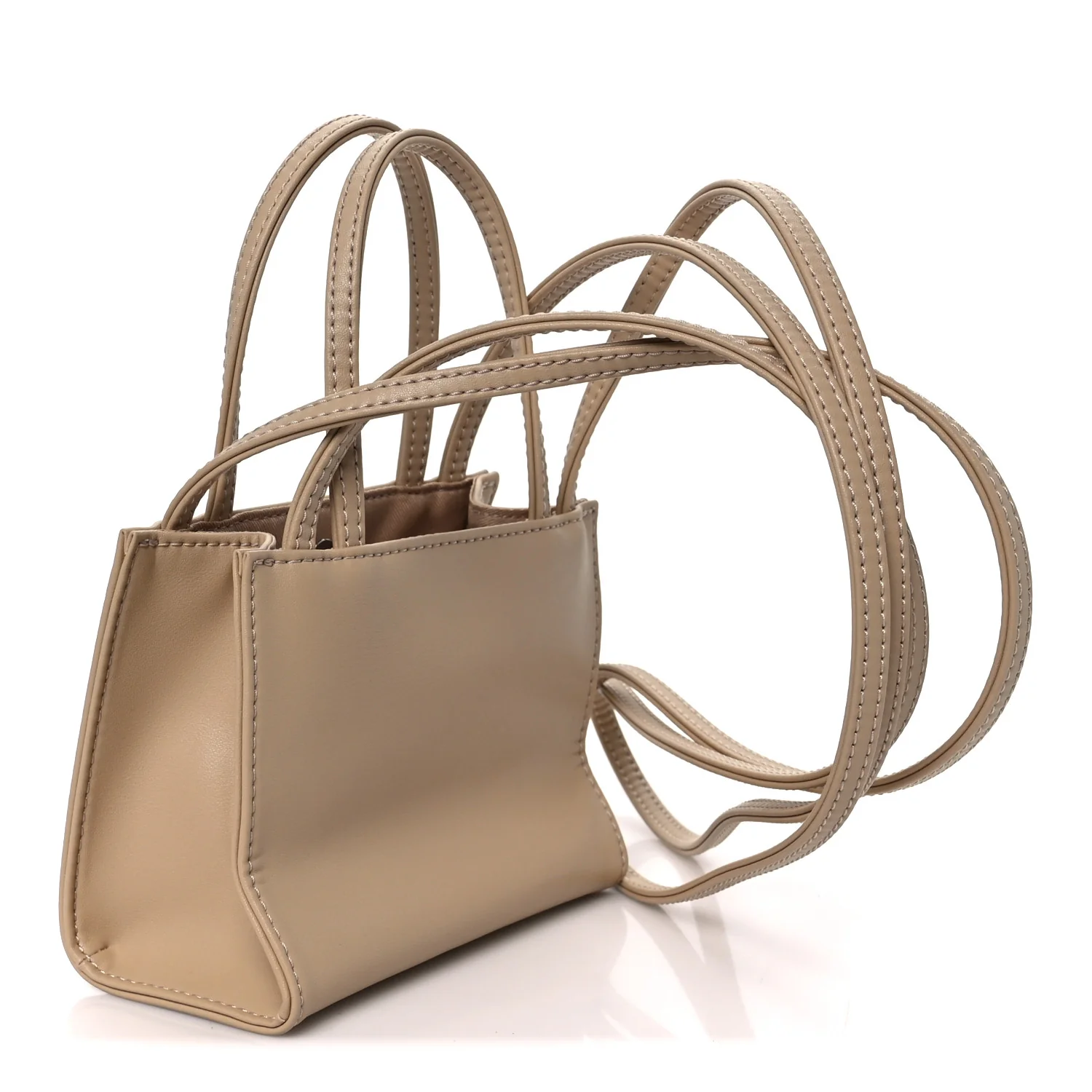 Vegan Leather Small Shopping Bag Cream - Image 3