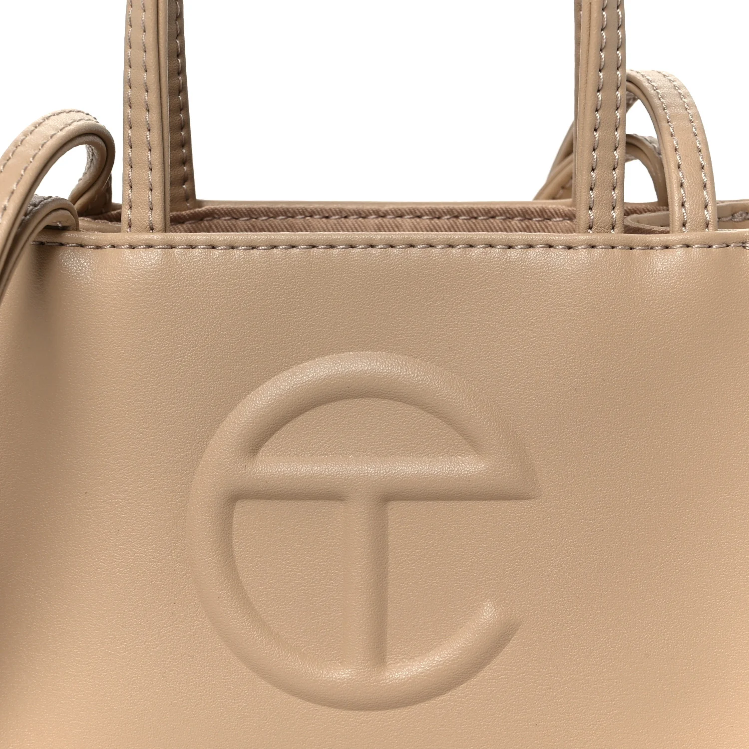 Vegan Leather Small Shopping Bag Cream - Image 8