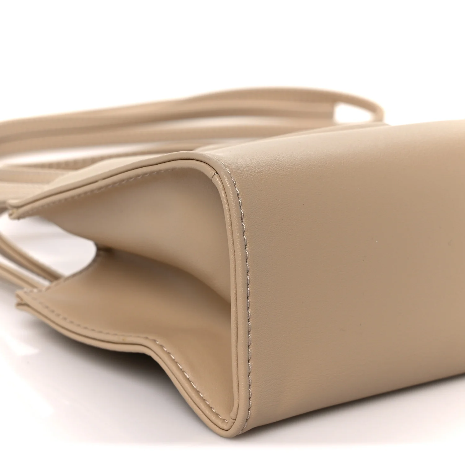 Vegan Leather Small Shopping Bag Cream - Image 9