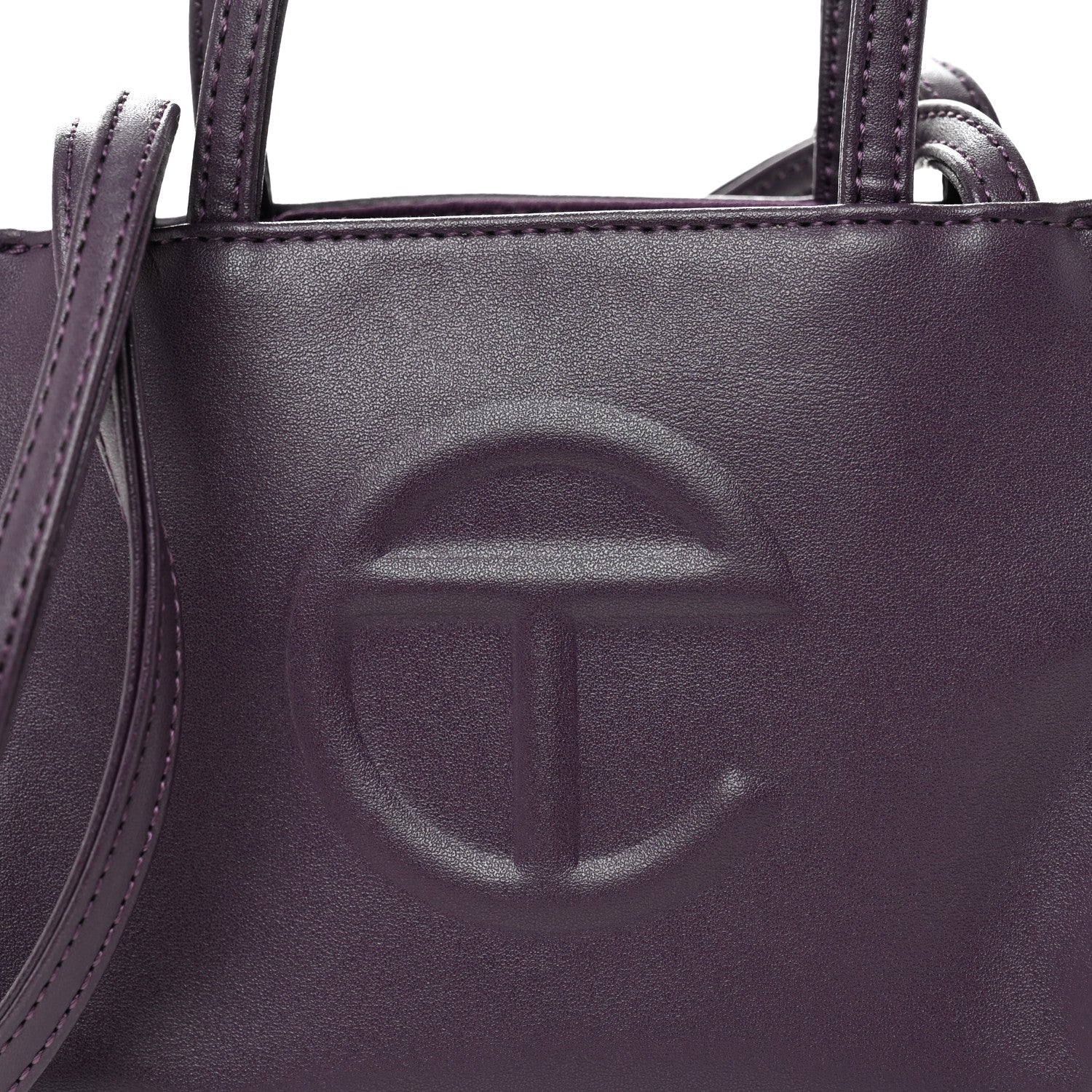 Vegan Leather Small Shopping Bag Eggplant - Image 14