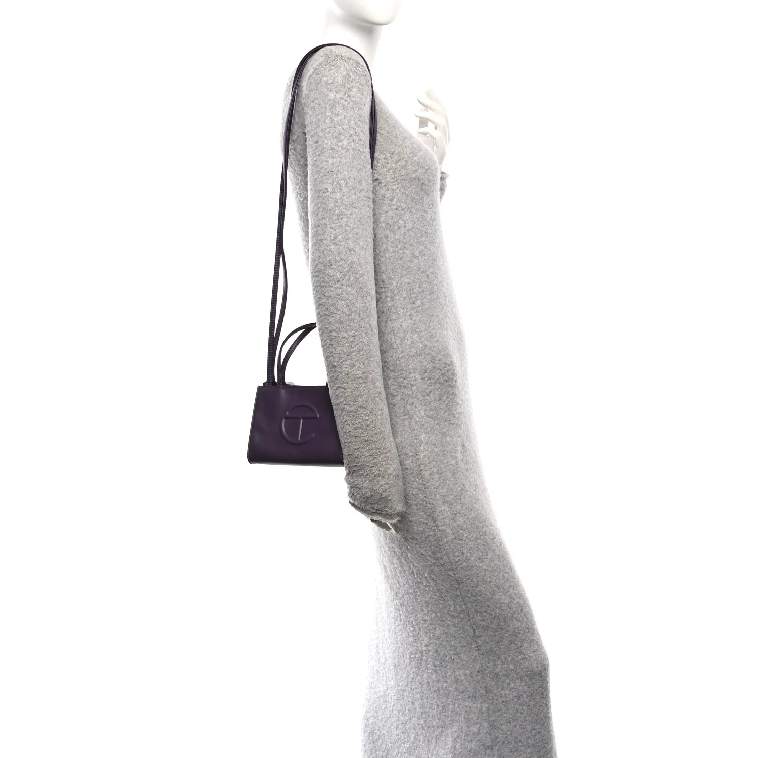 Vegan Leather Small Shopping Bag Eggplant - Image 2