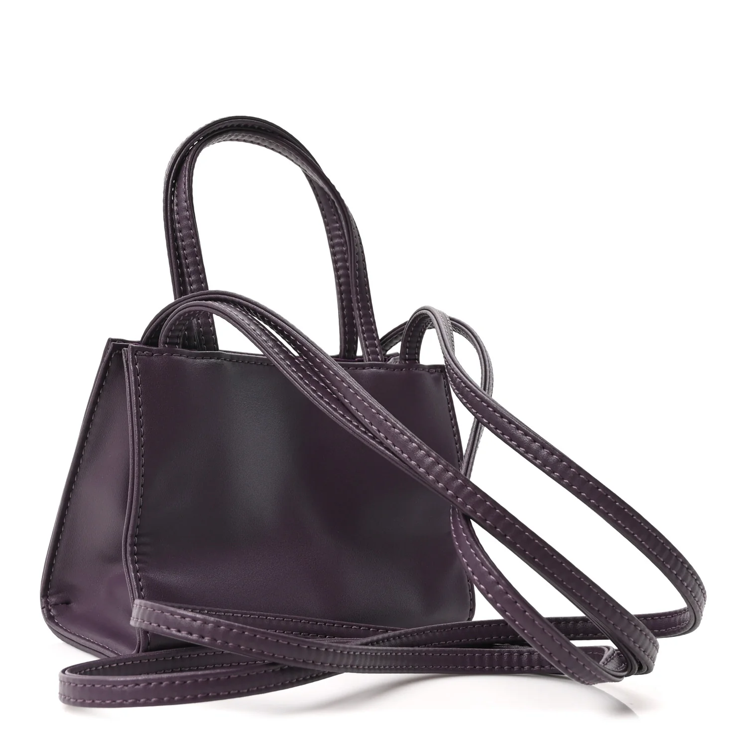 Vegan Leather Small Shopping Bag Eggplant - Image 3