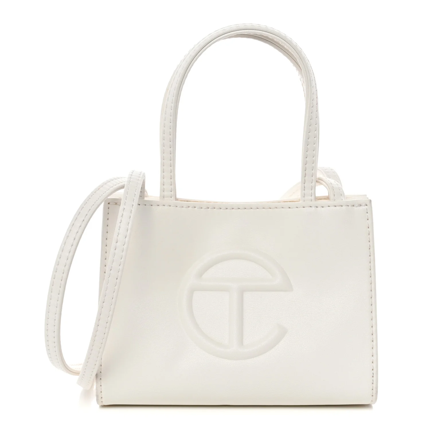 Vegan Leather Small Shopping Bag White