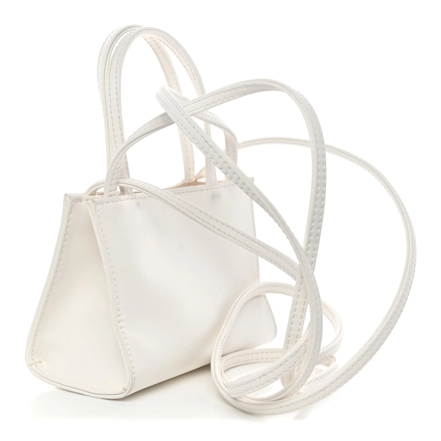 Vegan Leather Small Shopping Bag White - Image 3