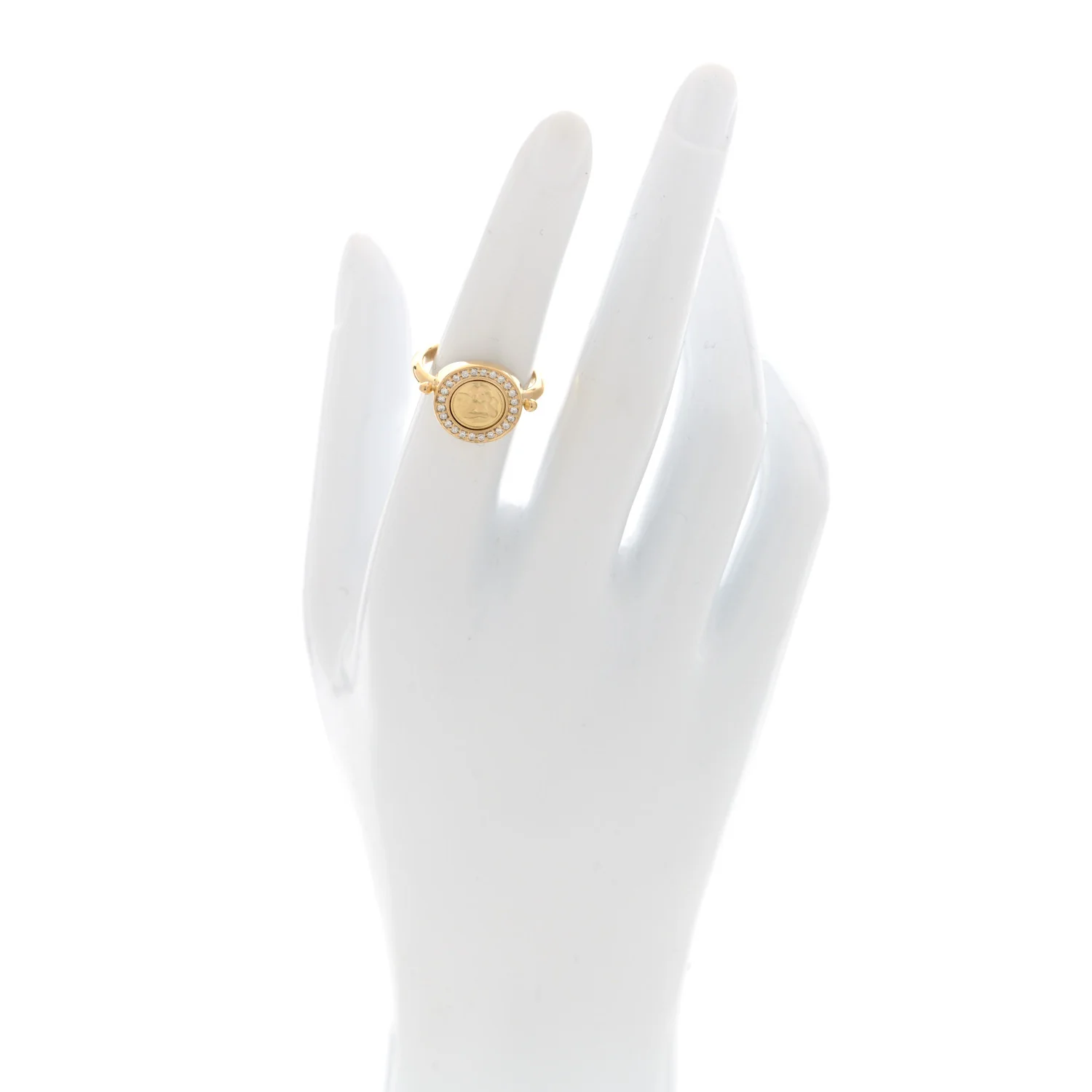 18K Yellow Gold Diamond Angel Ring 52 6 - Image 2