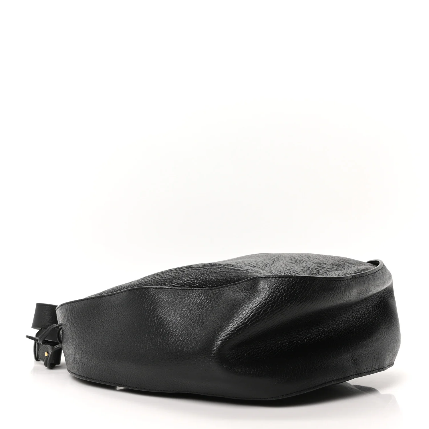 Grained Calfskin Drawstring Bucket Bag Black - Image 4