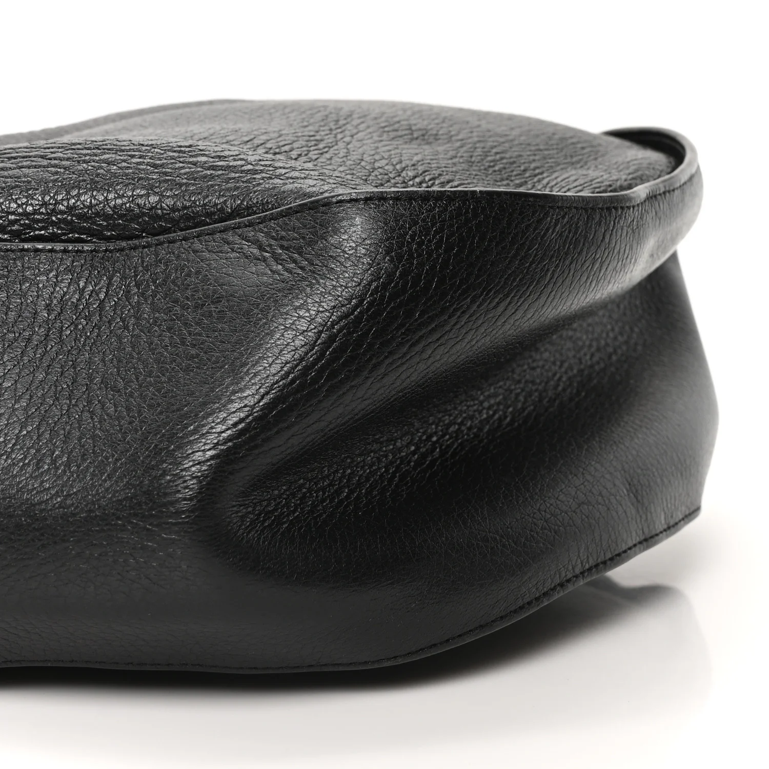 Grained Calfskin Drawstring Bucket Bag Black - Image 8