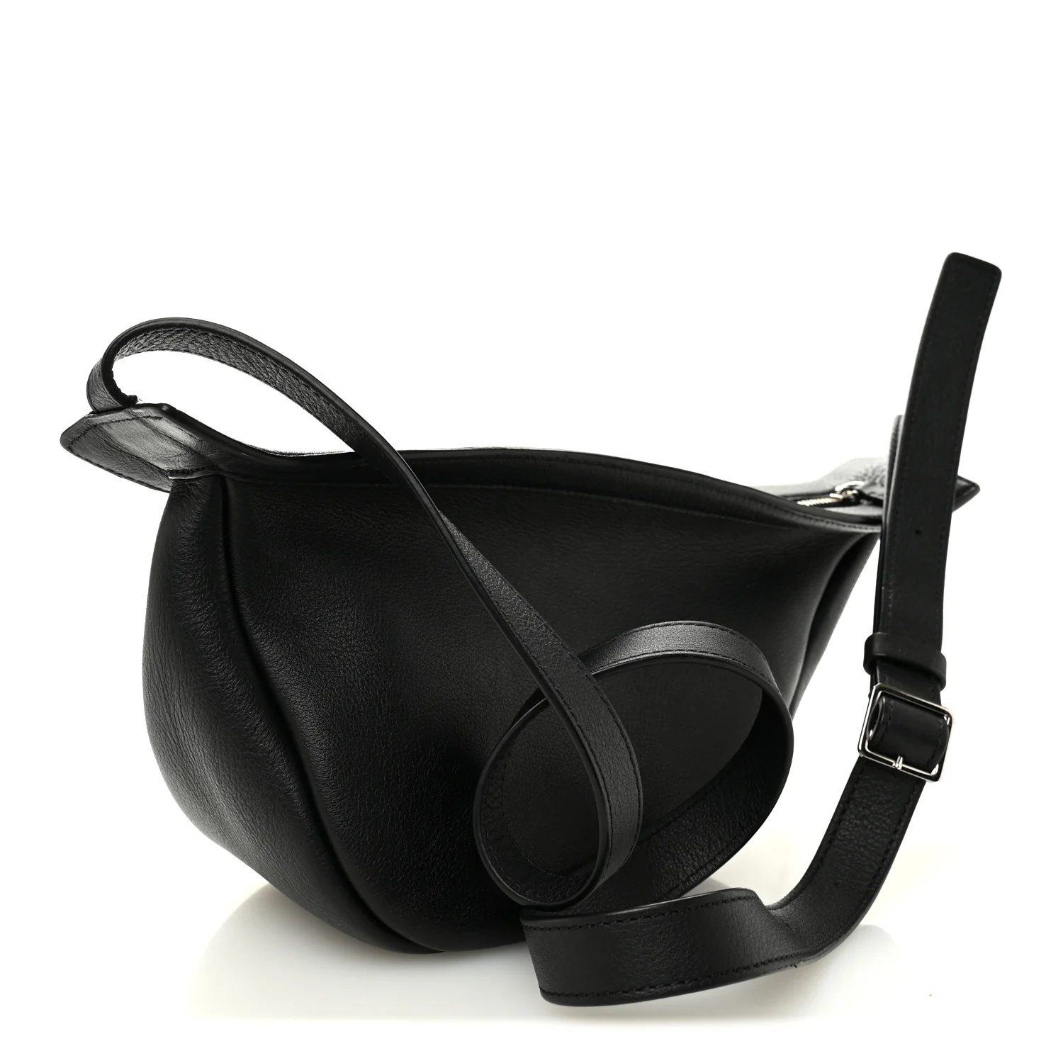 Grained Calfskin Small Slouchy Banana Bag Black - Image 3