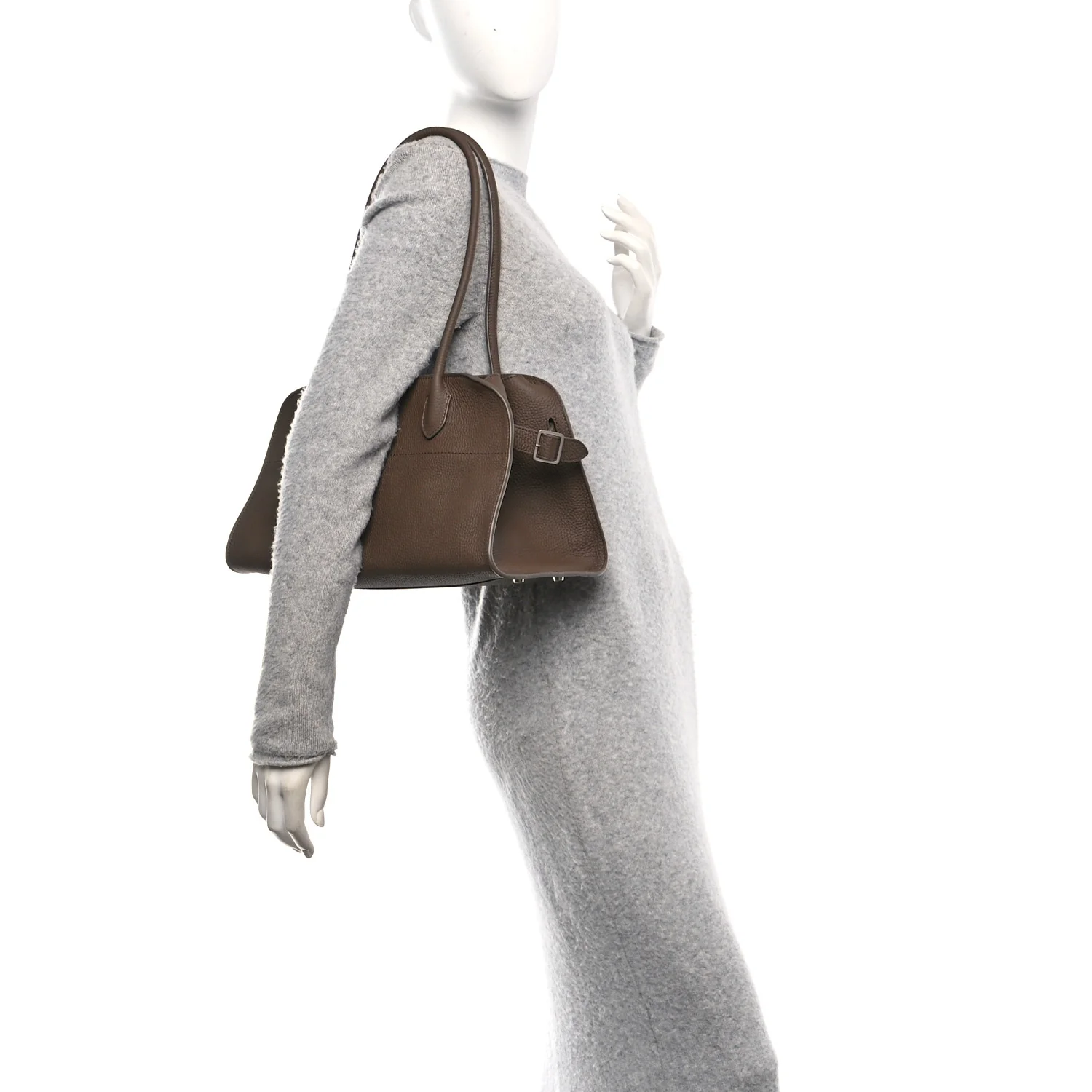 Matte Grained Calfskin Margaux Shoulder 12 Dark Olive - Image 2