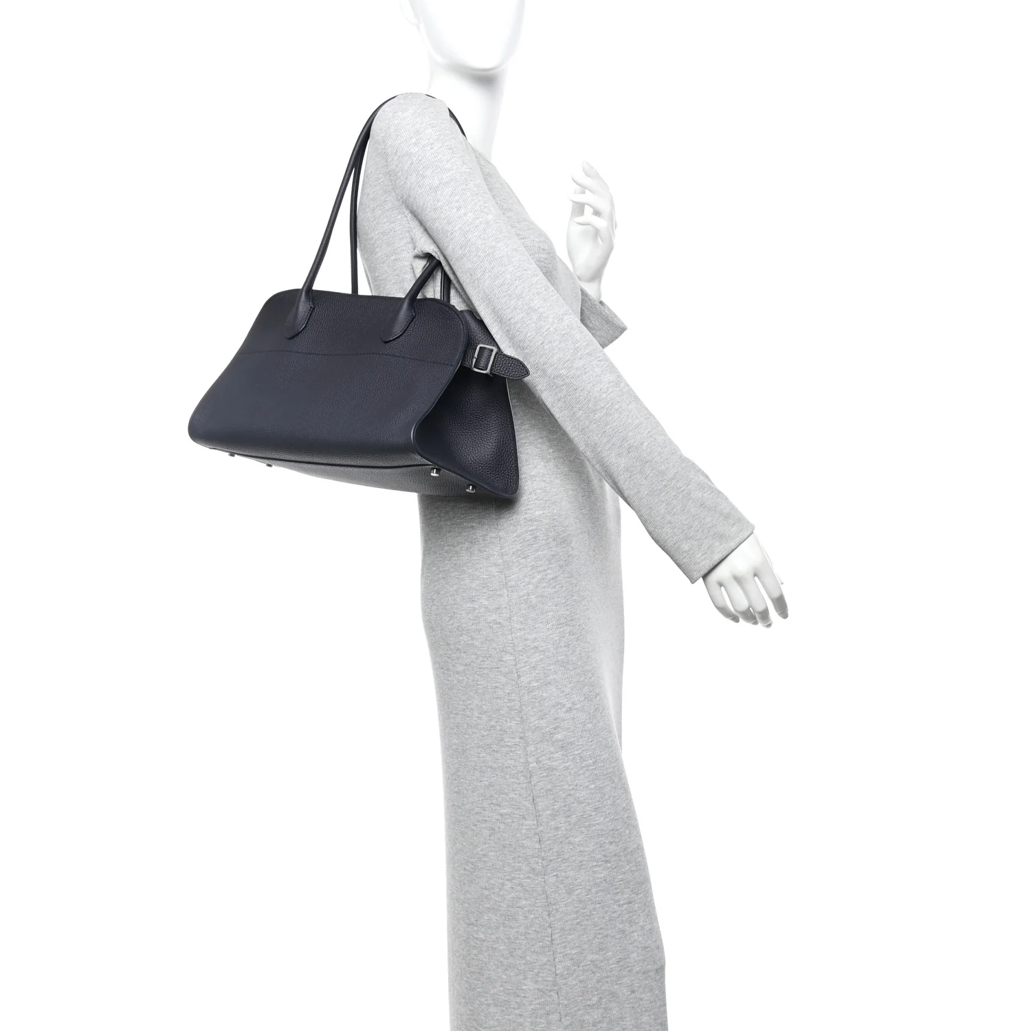Matte Grained Calfskin Margaux Shoulder 12 Marine - Image 2