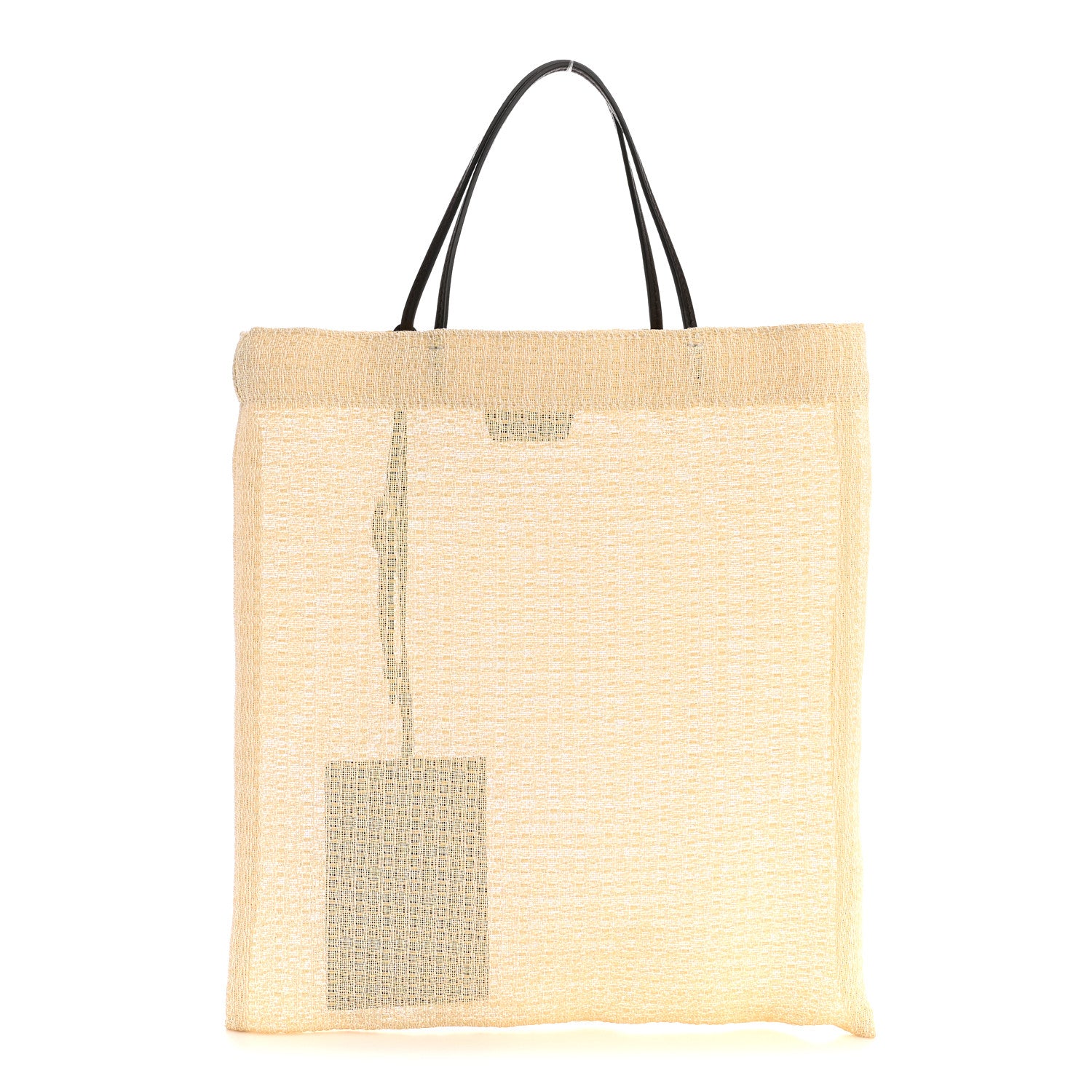 Mesh Saddle Calfskin Mini Barn Tote Bag Ivory