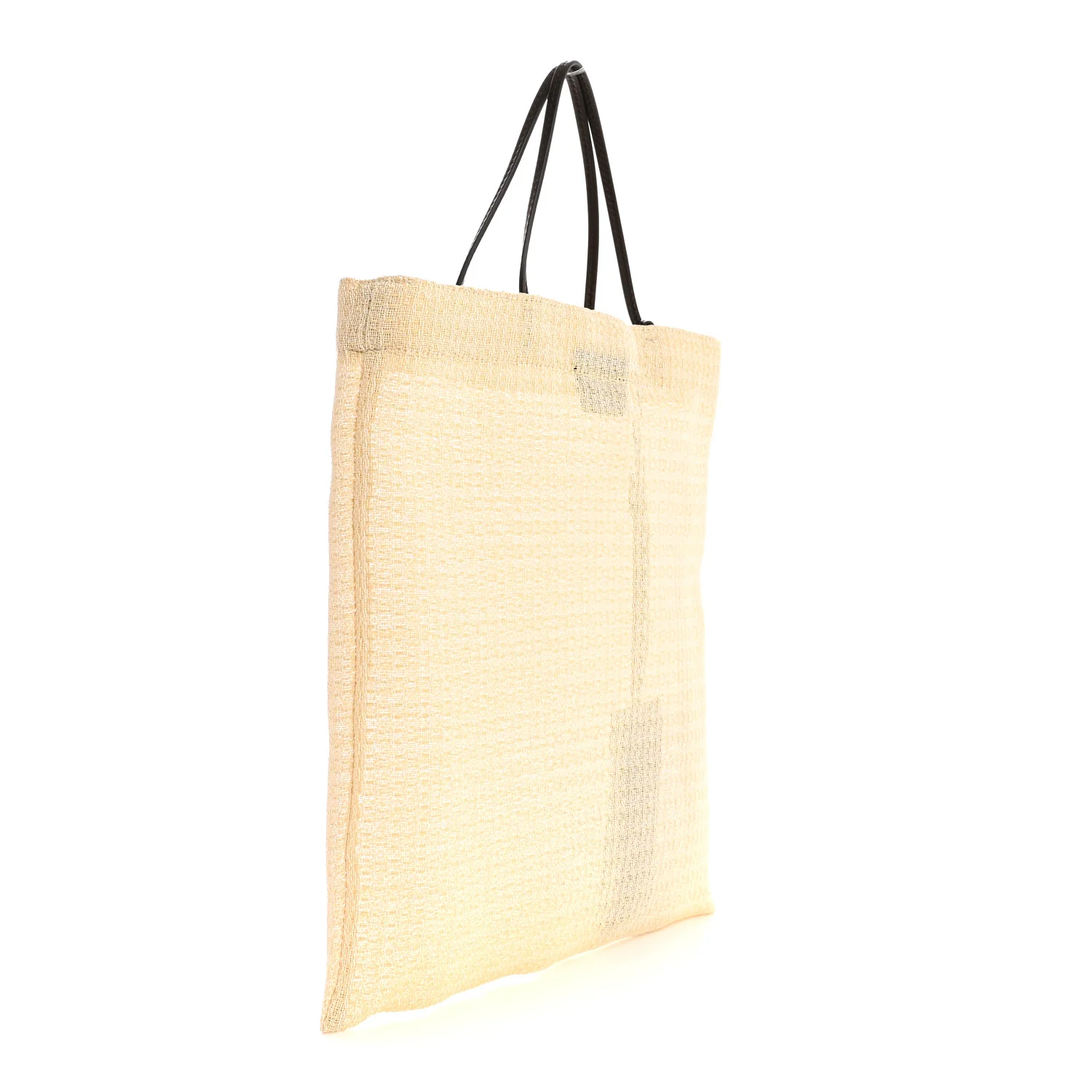 Mesh Saddle Calfskin Mini Barn Tote Bag Ivory - Image 4