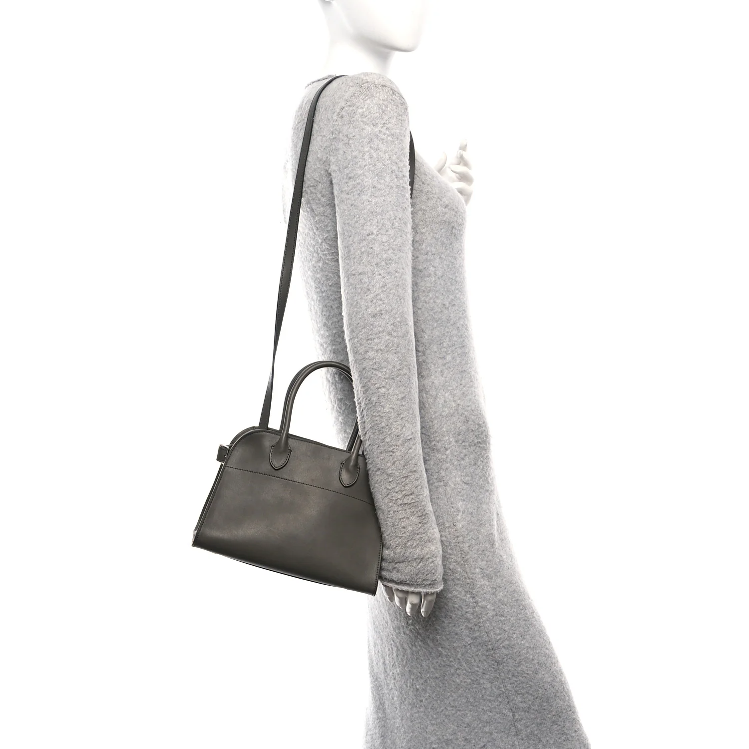 Polished Saddle Calfskin Soft Margaux 10 Bag Koala Grey - Image 2