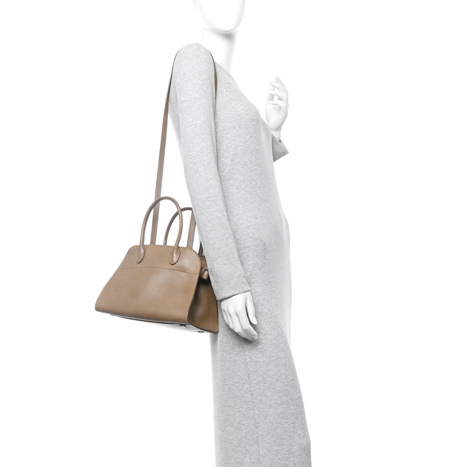 Polished Saddle Calfskin Soft Margaux 10 Bag Mouse Grey - Image 2