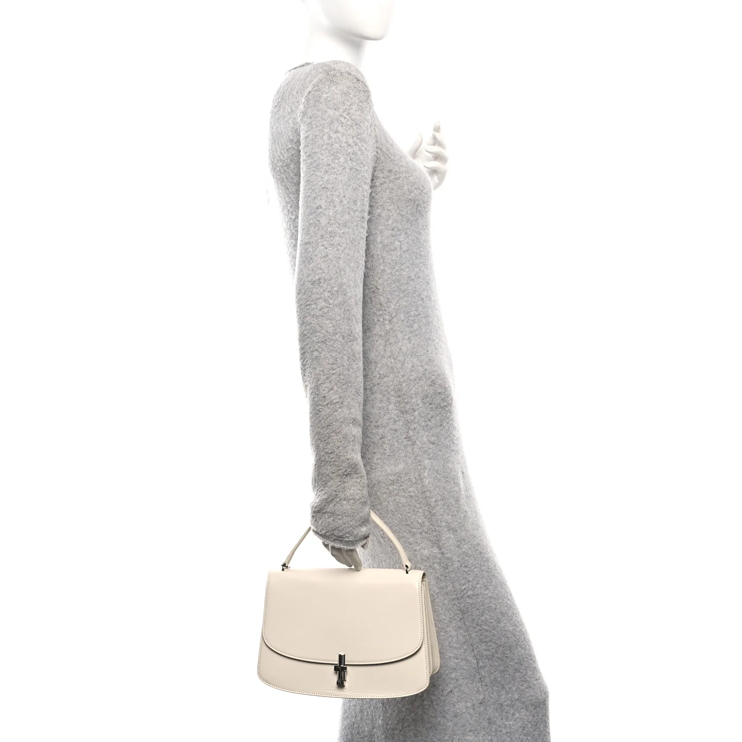Sleek Calfskin The Sofia 10 Top Handle Ivory - Image 3