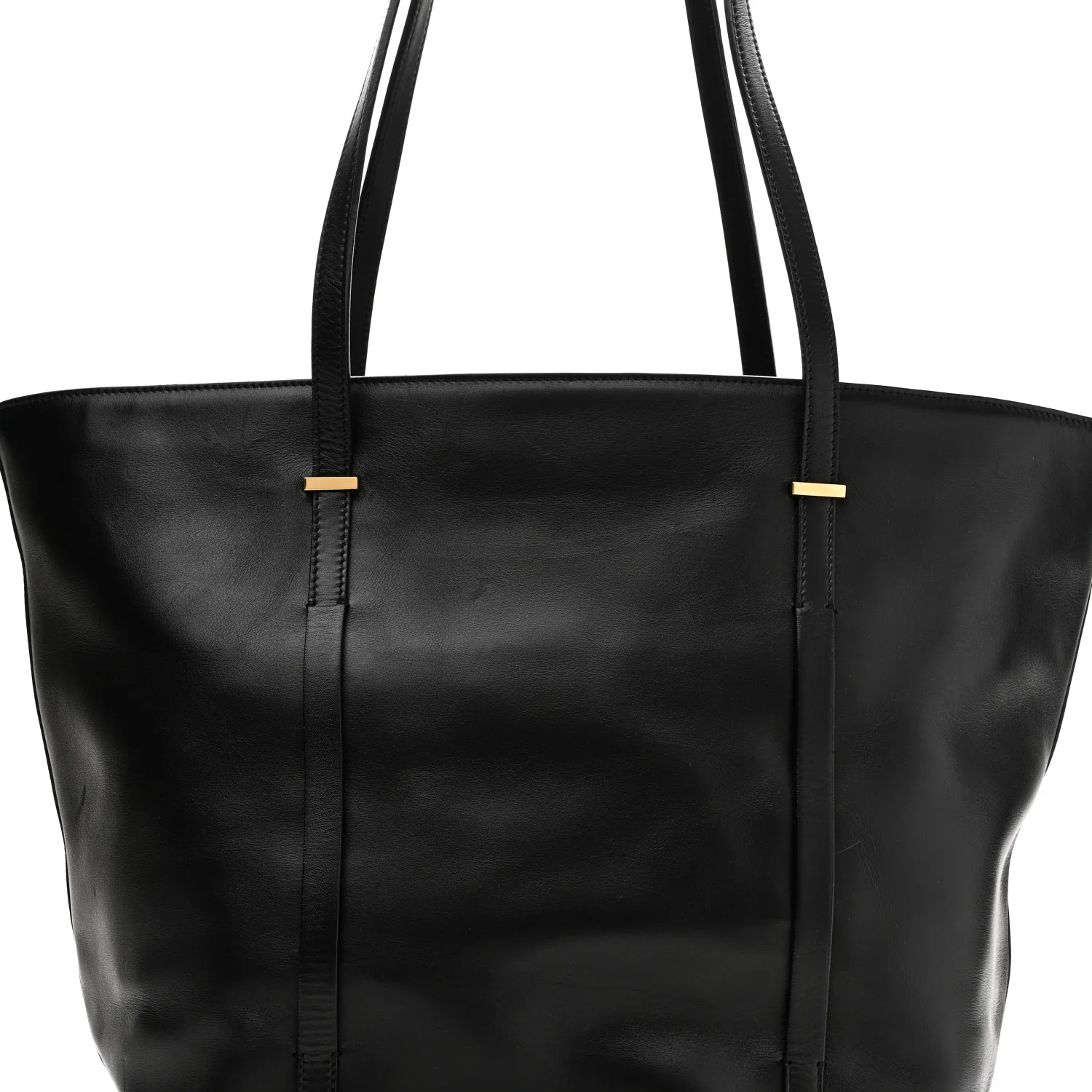 Sleek Calfskin Tote 12 1/2 Black - Image 7