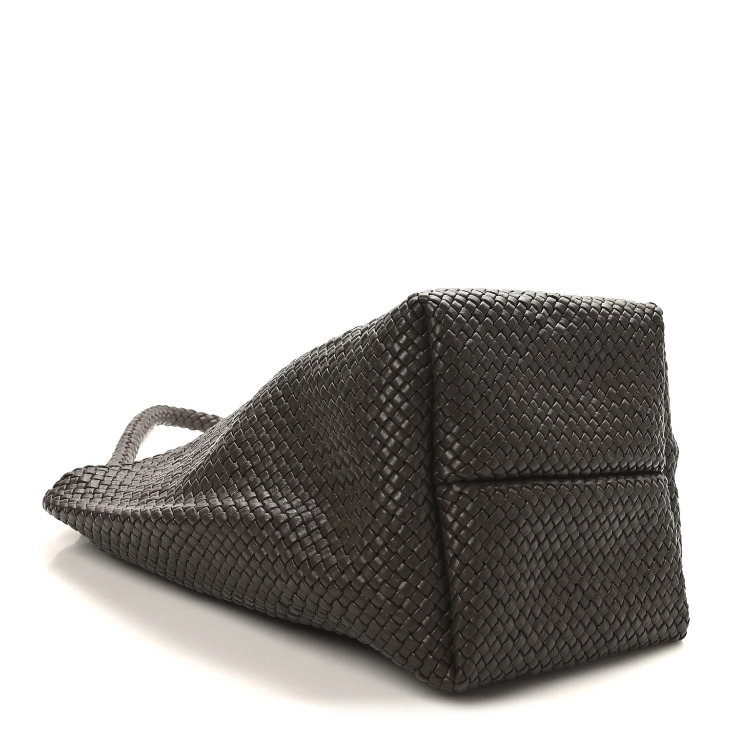 Woven Calfskin Medium N/S Tote Bag Dark Brown - Image 8
