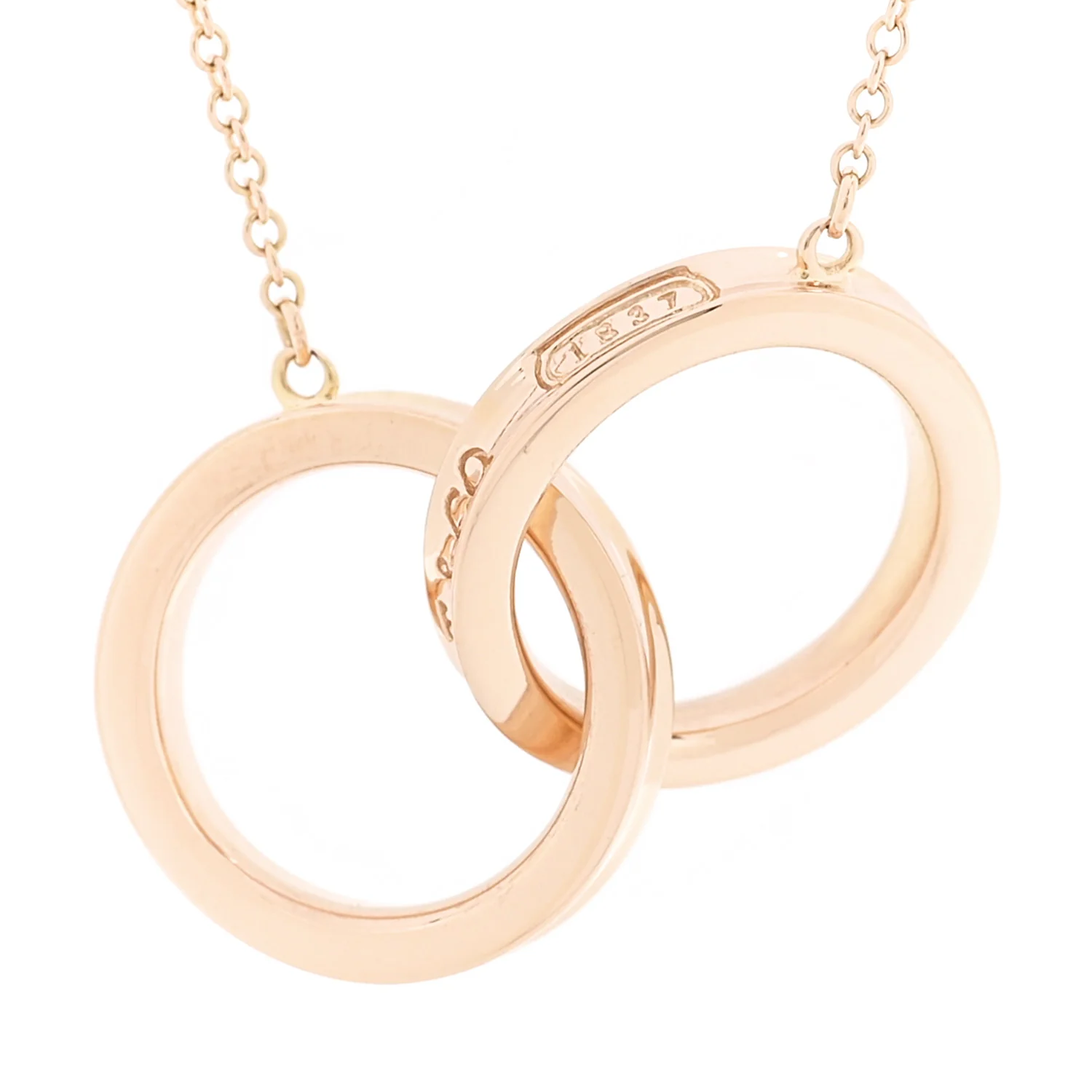 18K Rose Gold 1837 Interlocking Circles Pendant Necklace - Image 4