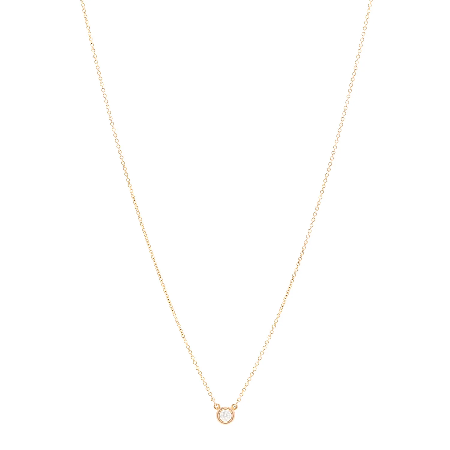 18K Rose Gold Diamond .17ct Elsa Peretti Diamonds by the Yard Pendant Necklace