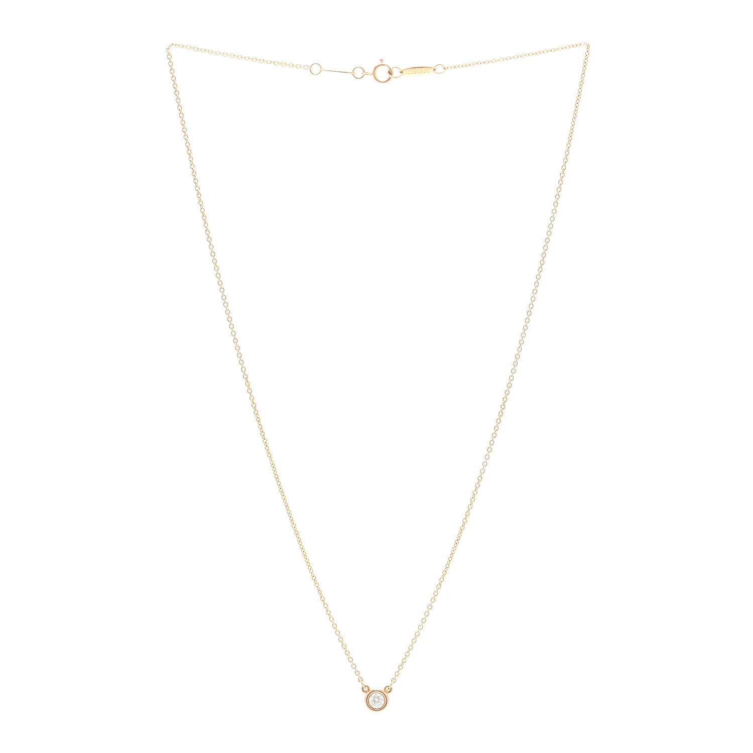 18K Rose Gold Diamond .17ct Elsa Peretti Diamonds by the Yard Pendant Necklace - Image 3