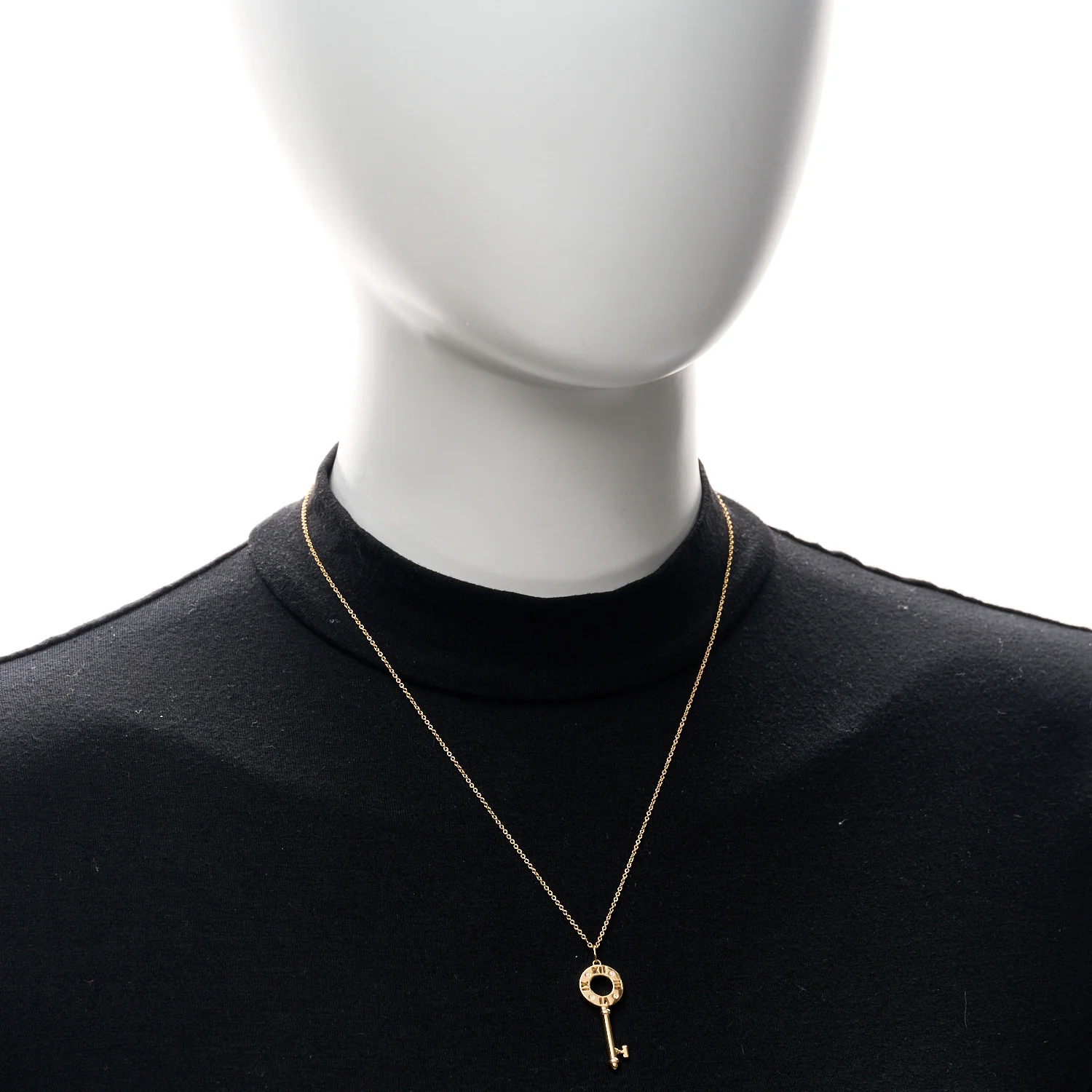 18K Rose Gold Diamond Atlas Pierced Key Pendant Necklace - Image 2