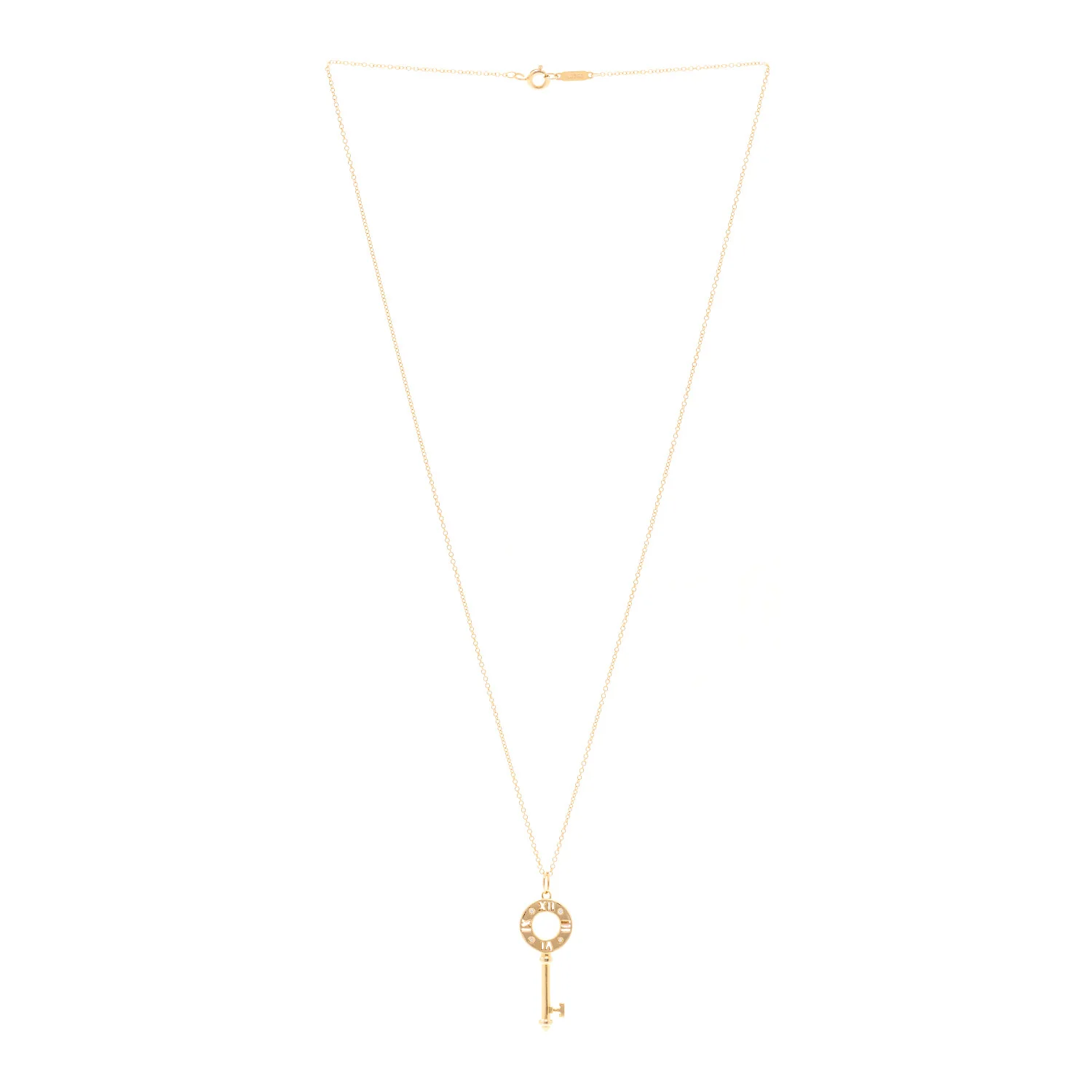 18K Rose Gold Diamond Atlas Pierced Key Pendant Necklace - Image 3